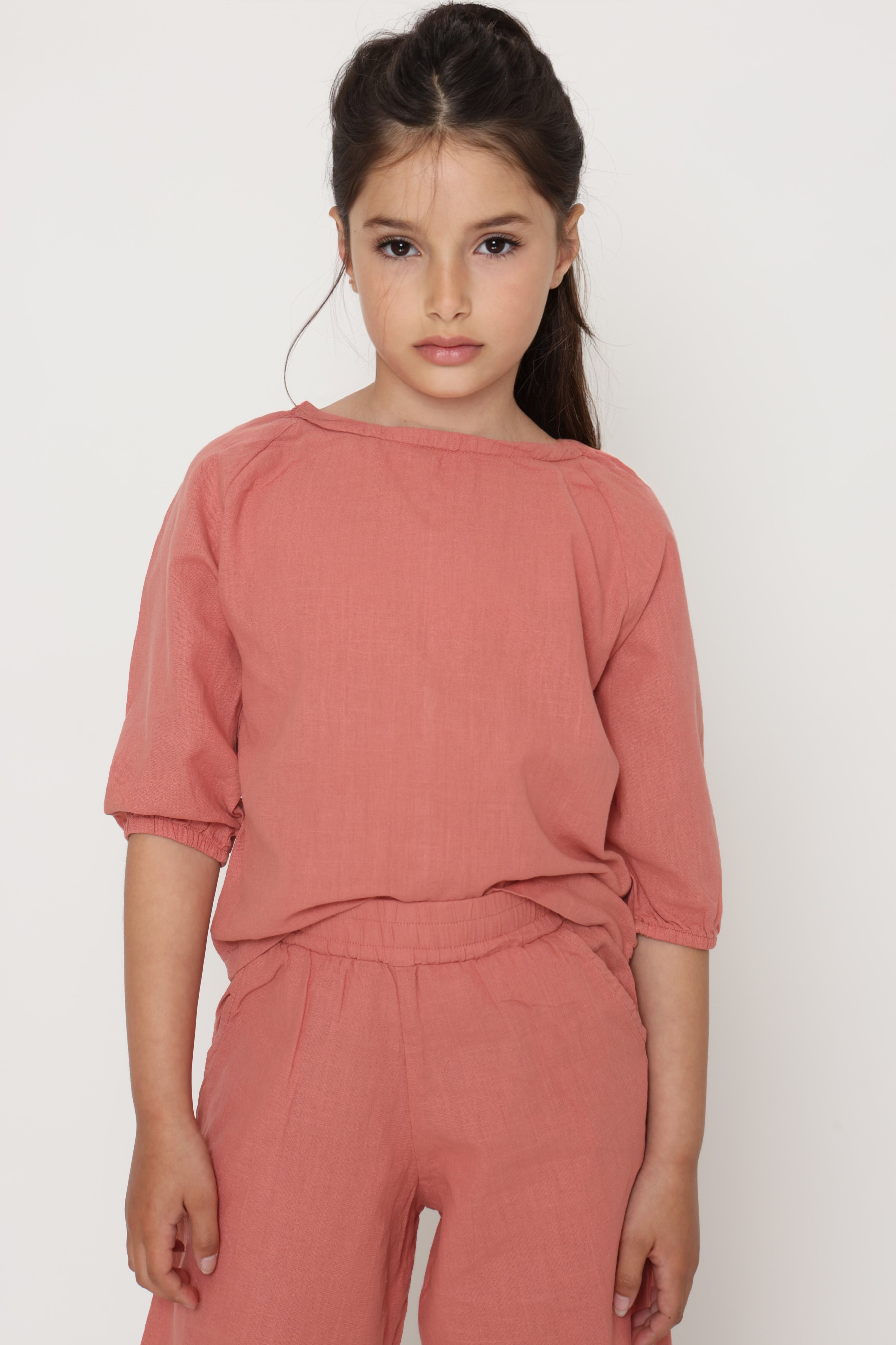 חליפת פשתן בצבע - ורוד