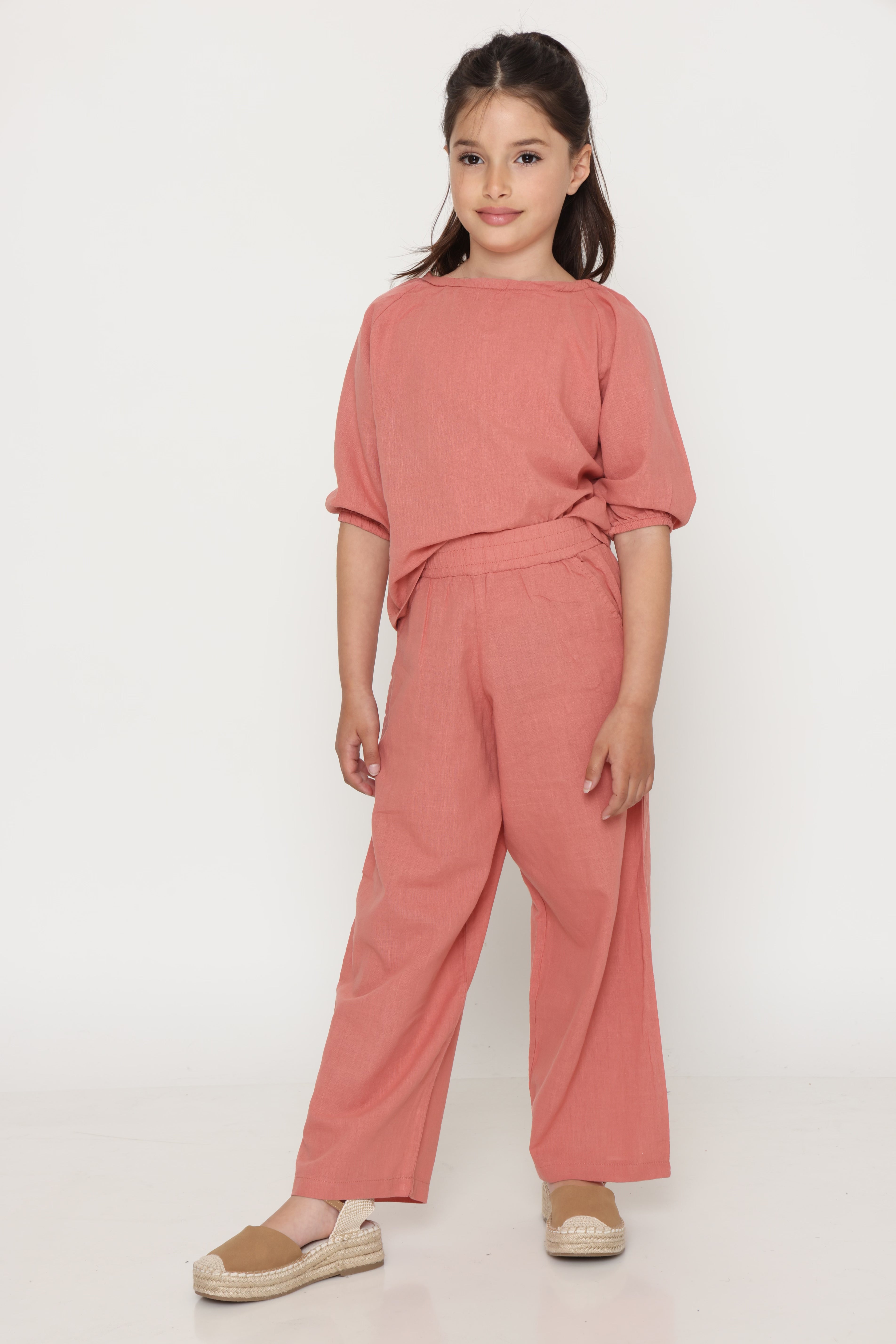 חליפת פשתן בצבע - ורוד