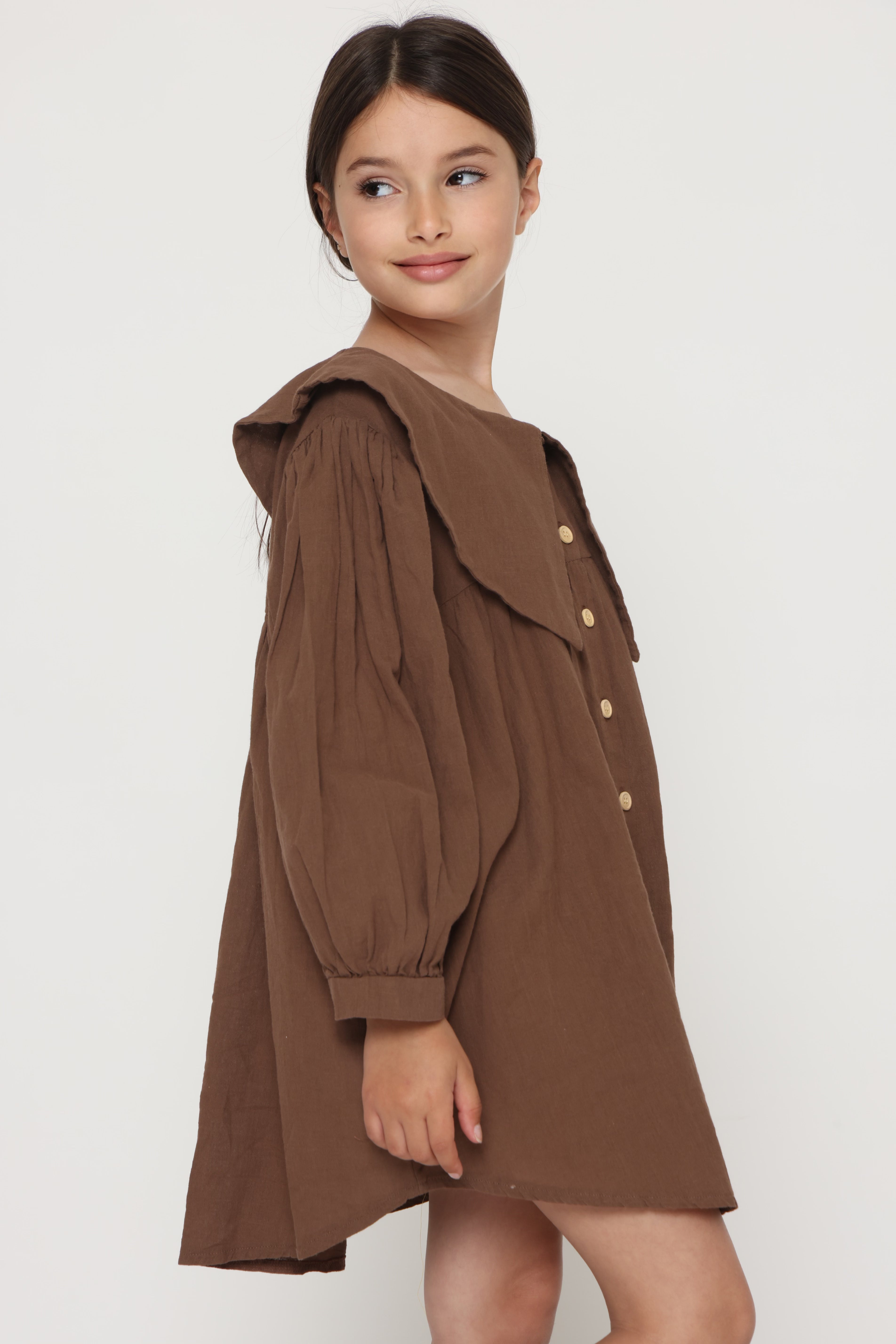 שמלה צווארון חומה