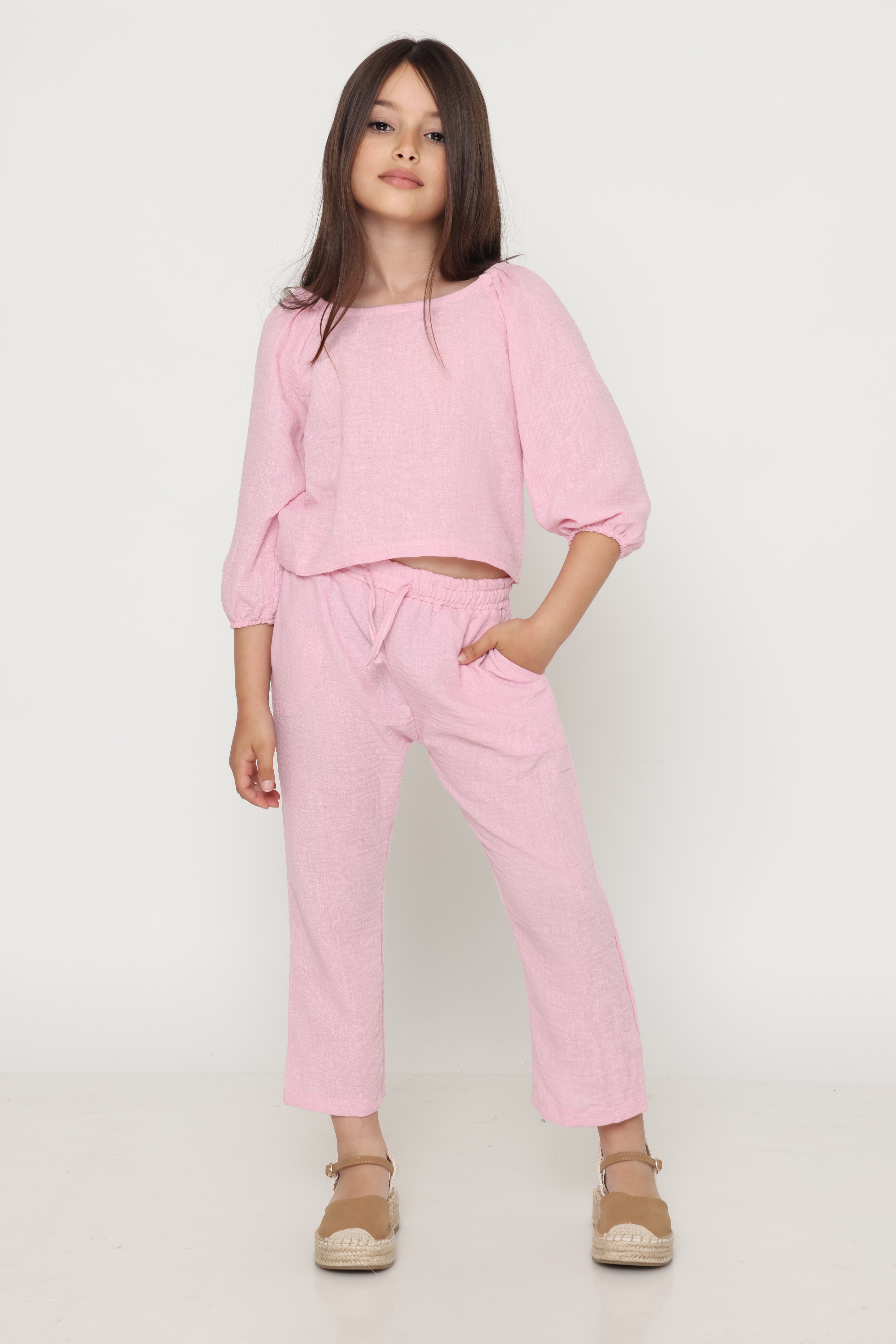 חליפת פשתן - ורוד