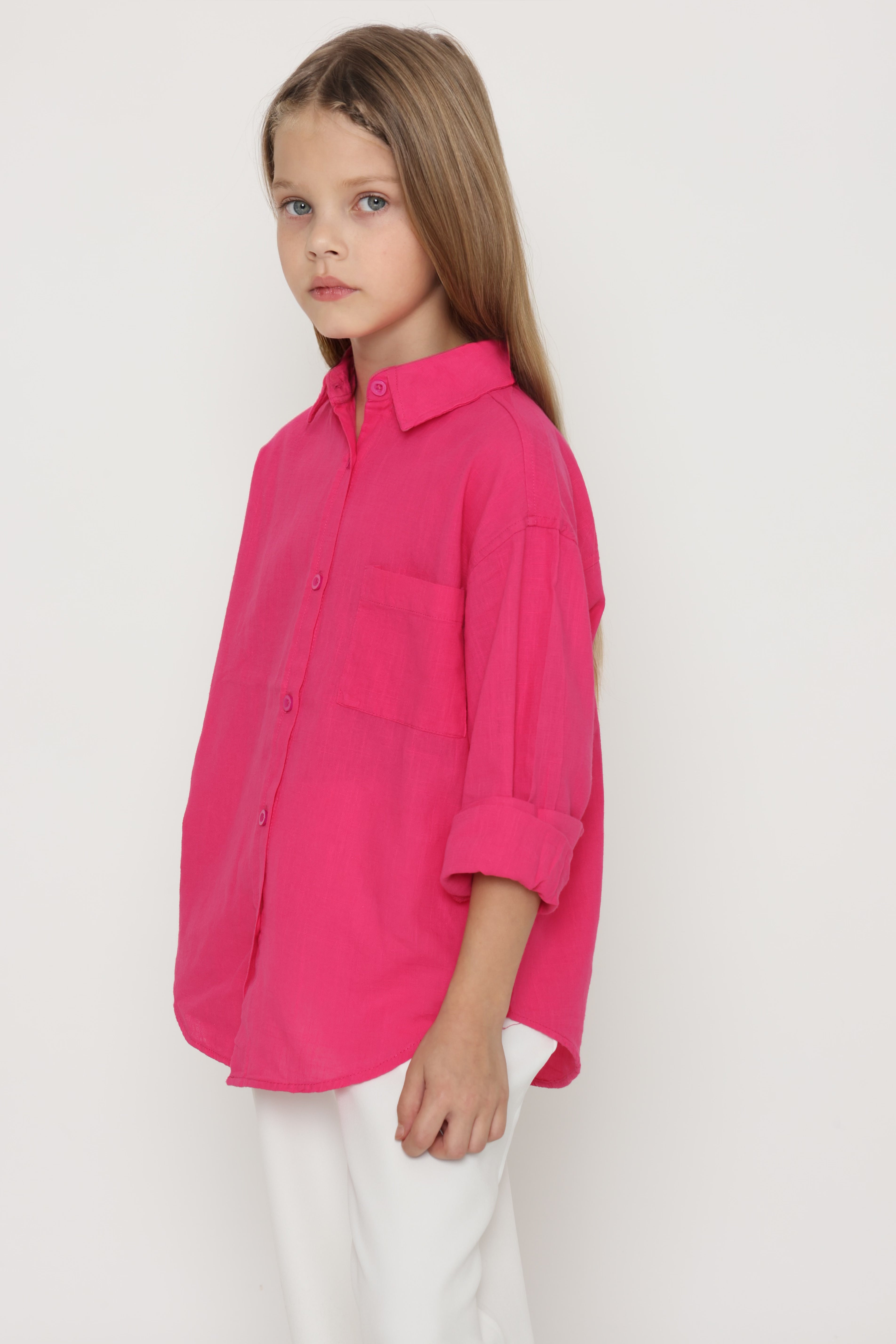 מכופתרת פשתן ורודה