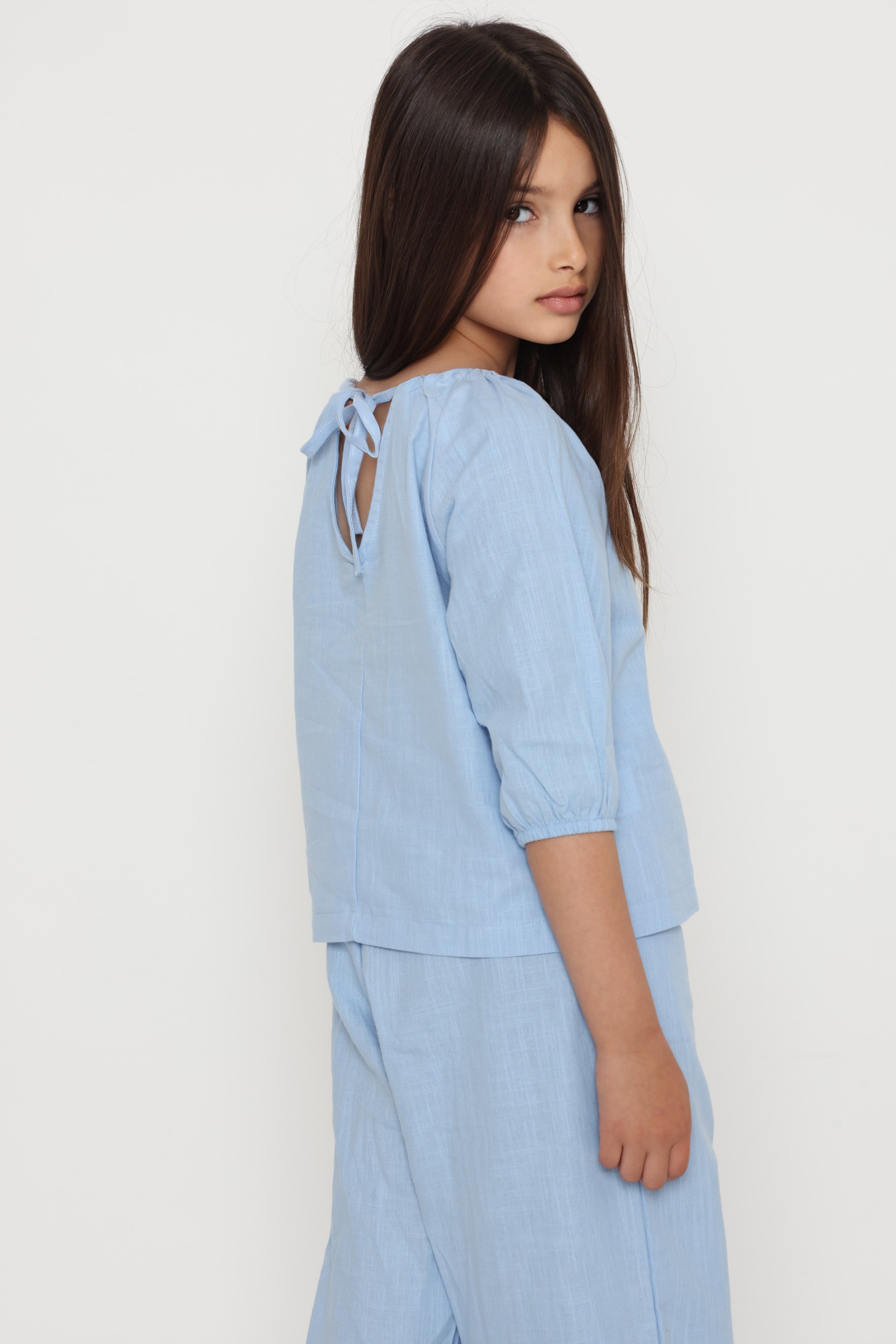 חליפת פשתן בצבע - תכלת