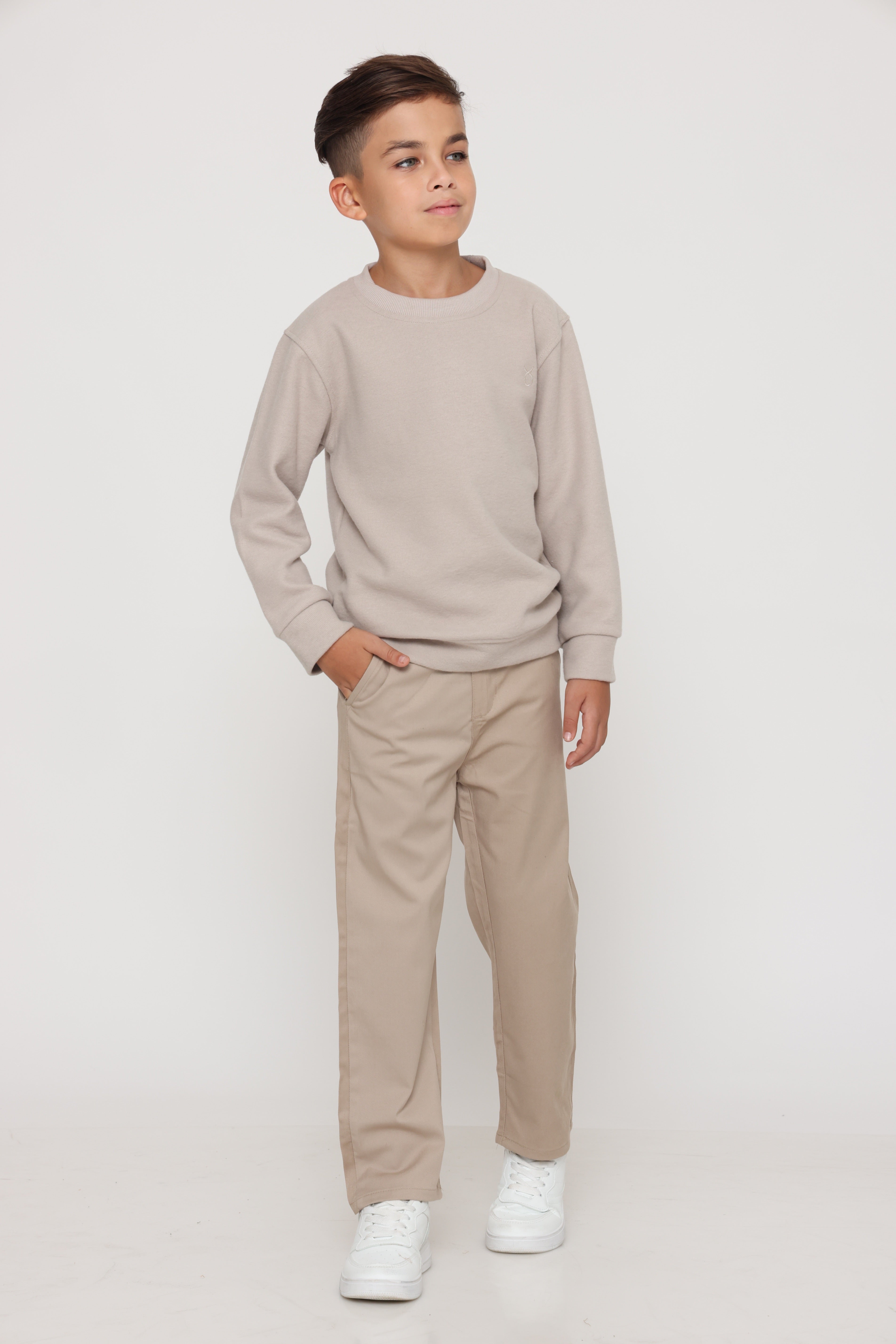 סווטשירט קלאסי בגוון טבעי לילד