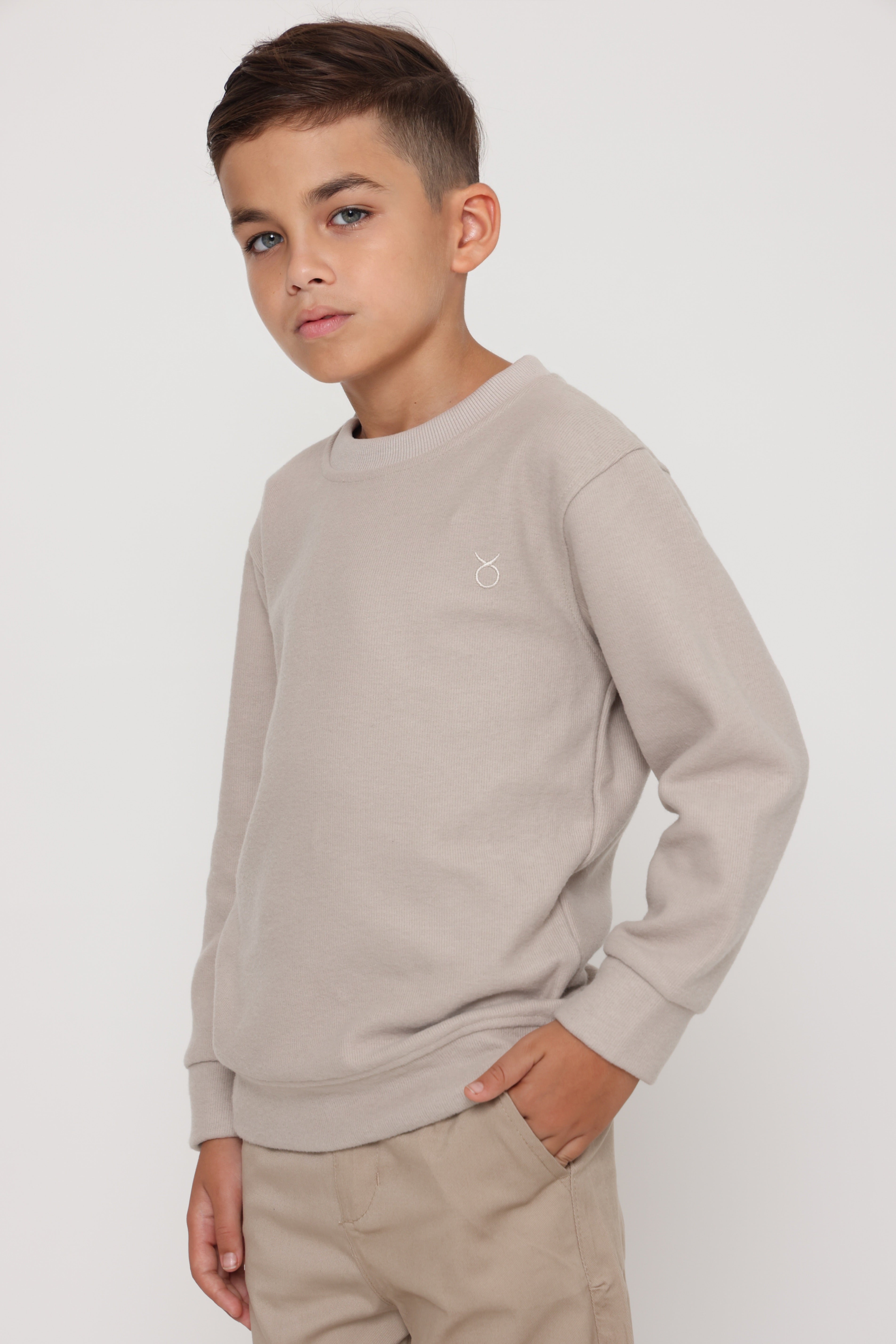 סווטשירט קלאסי בגוון טבעי לילד