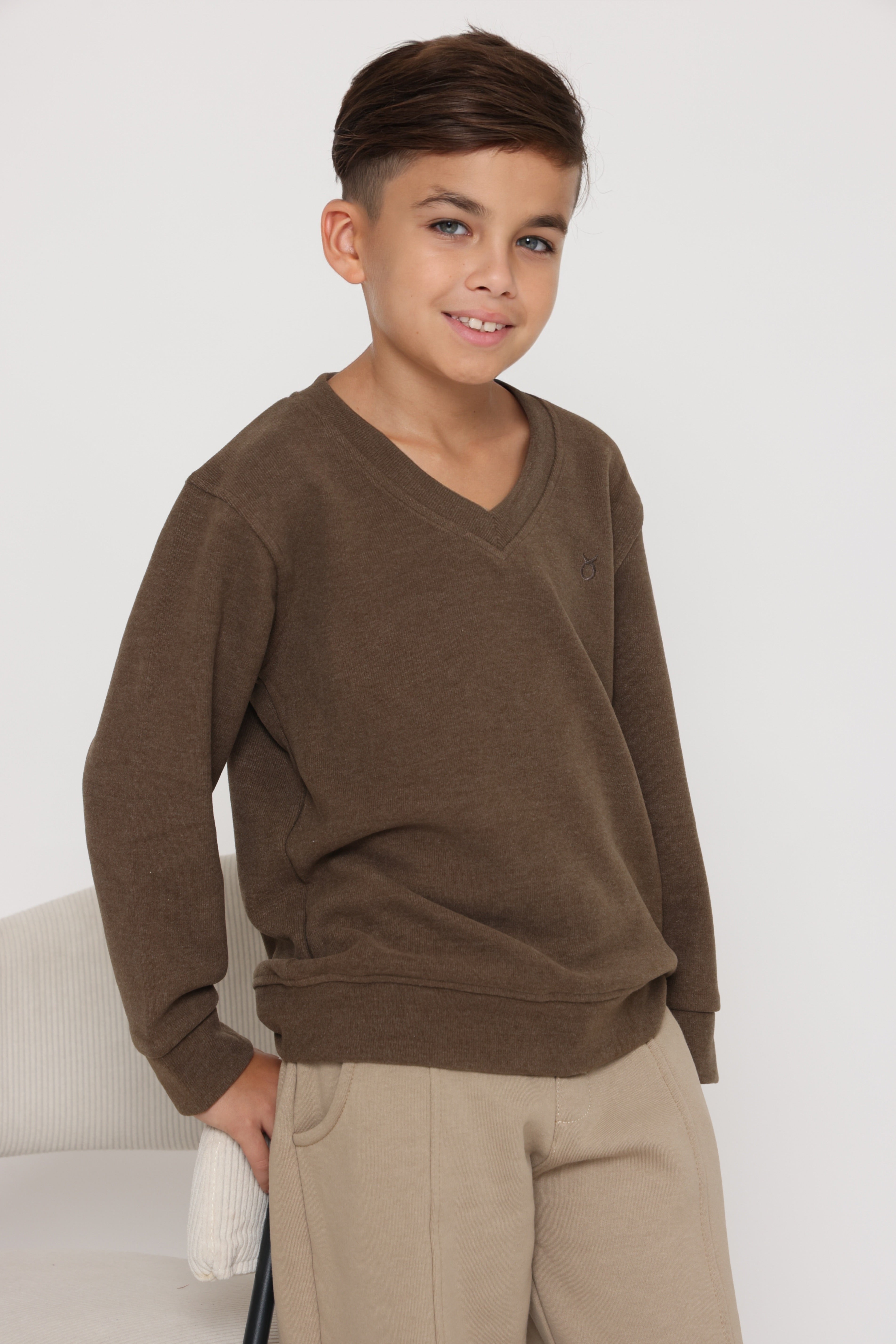 סווטשירט v קלאסי - חום