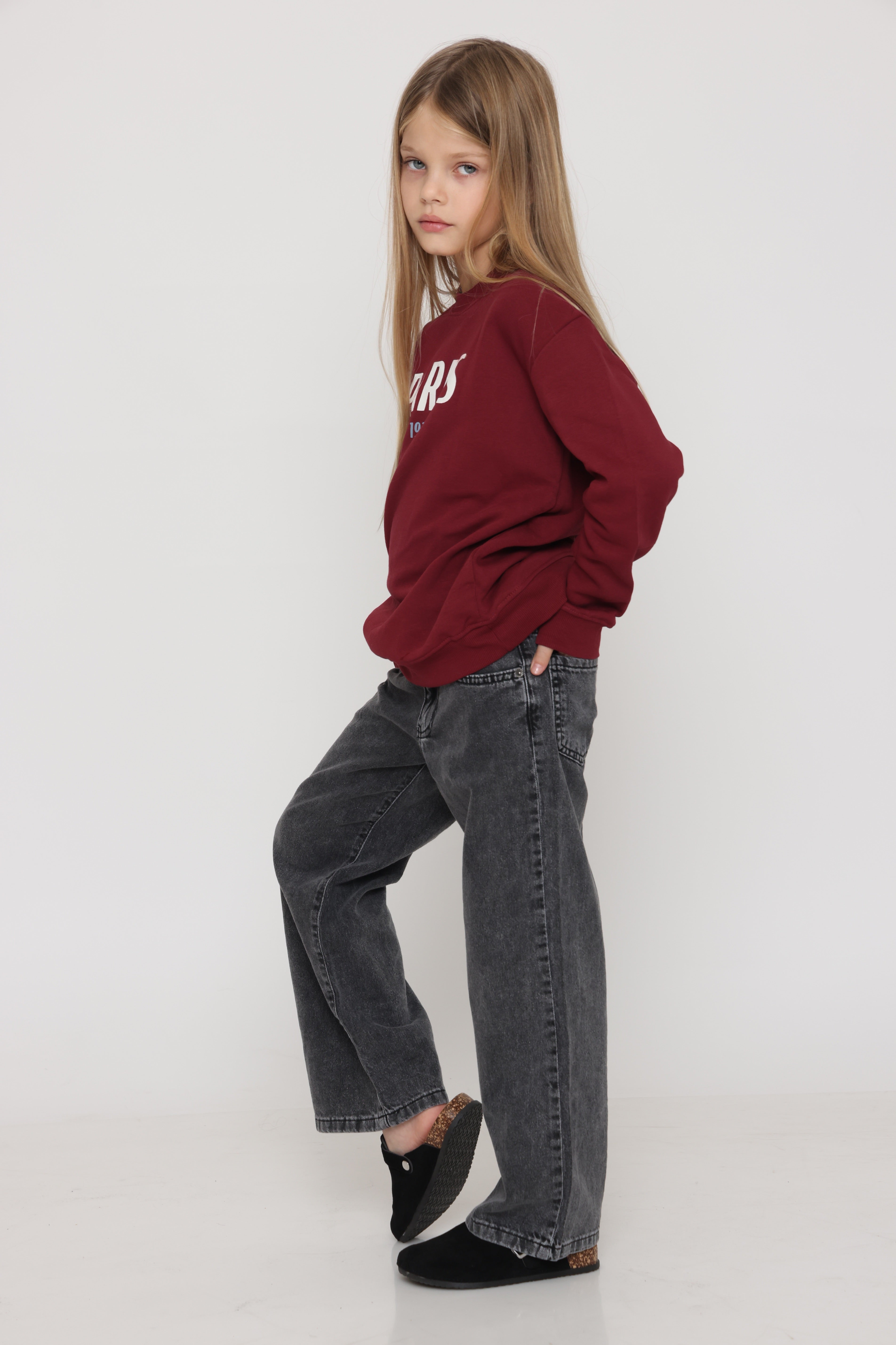 חולצת סווטשירט Paris בצבע בורדו