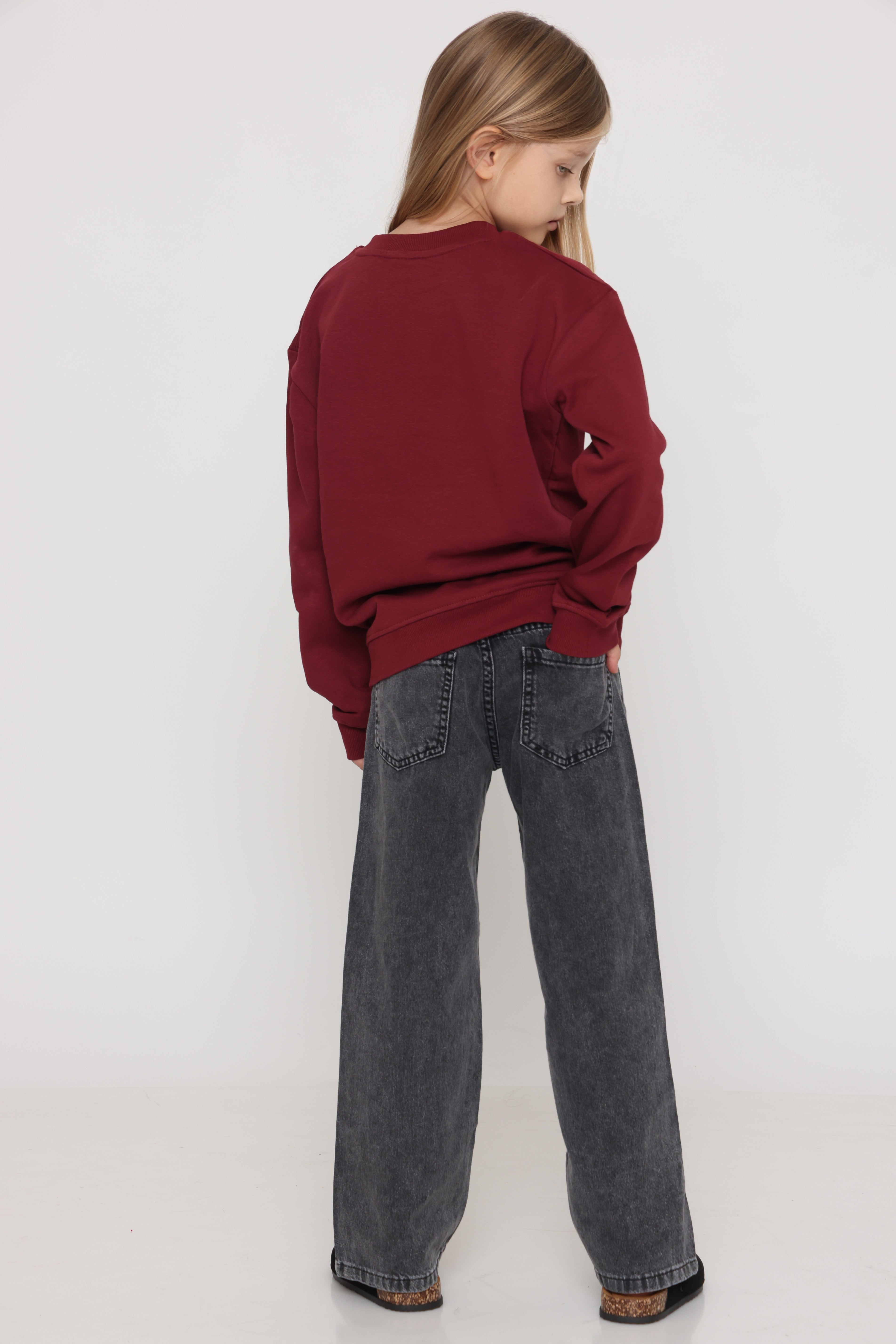 חולצת סווטשירט Paris בצבע בורדו