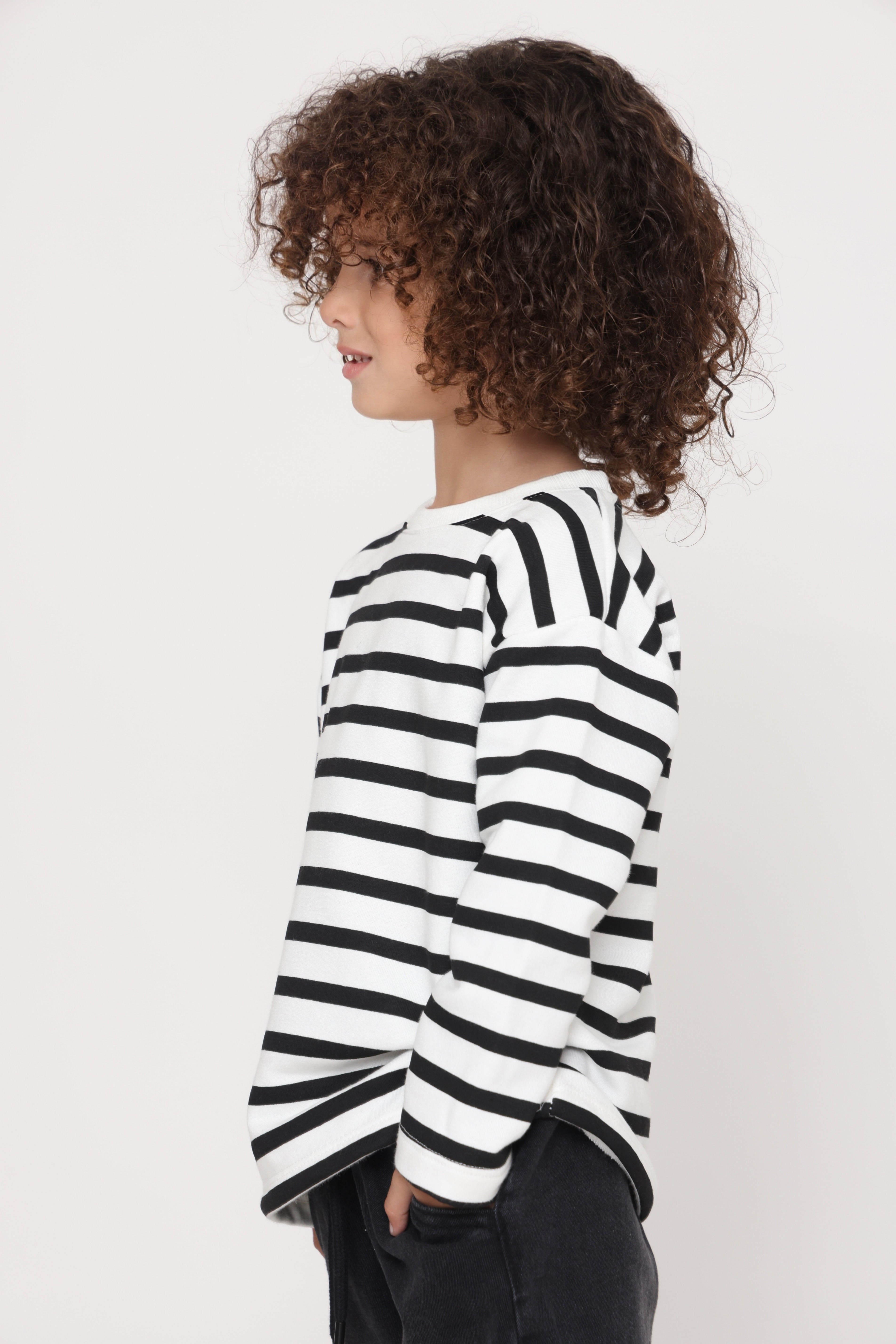חולצת פסים קלאסית בנים - שחור