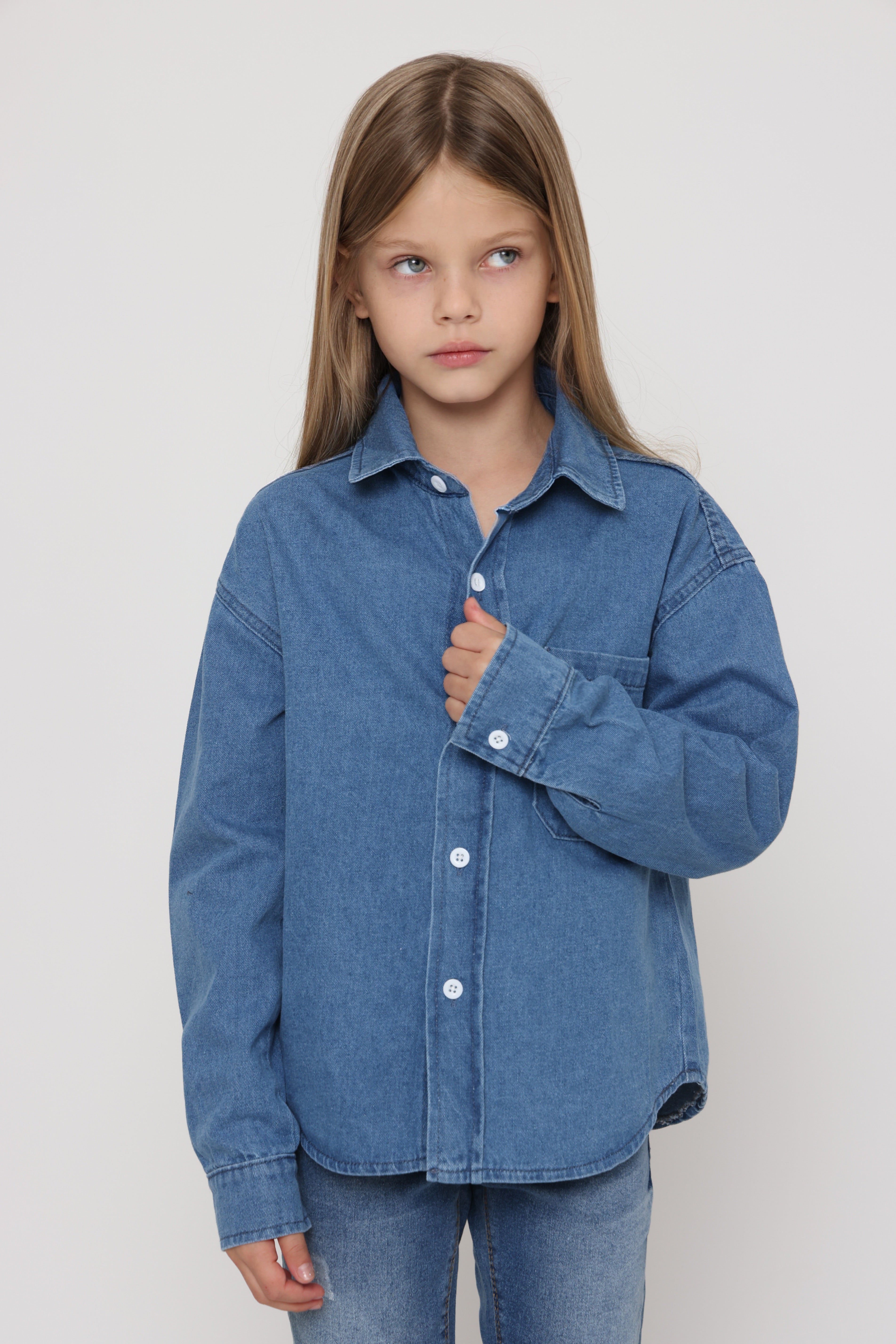 חולצת ג׳ינס אוברסייז לילדות