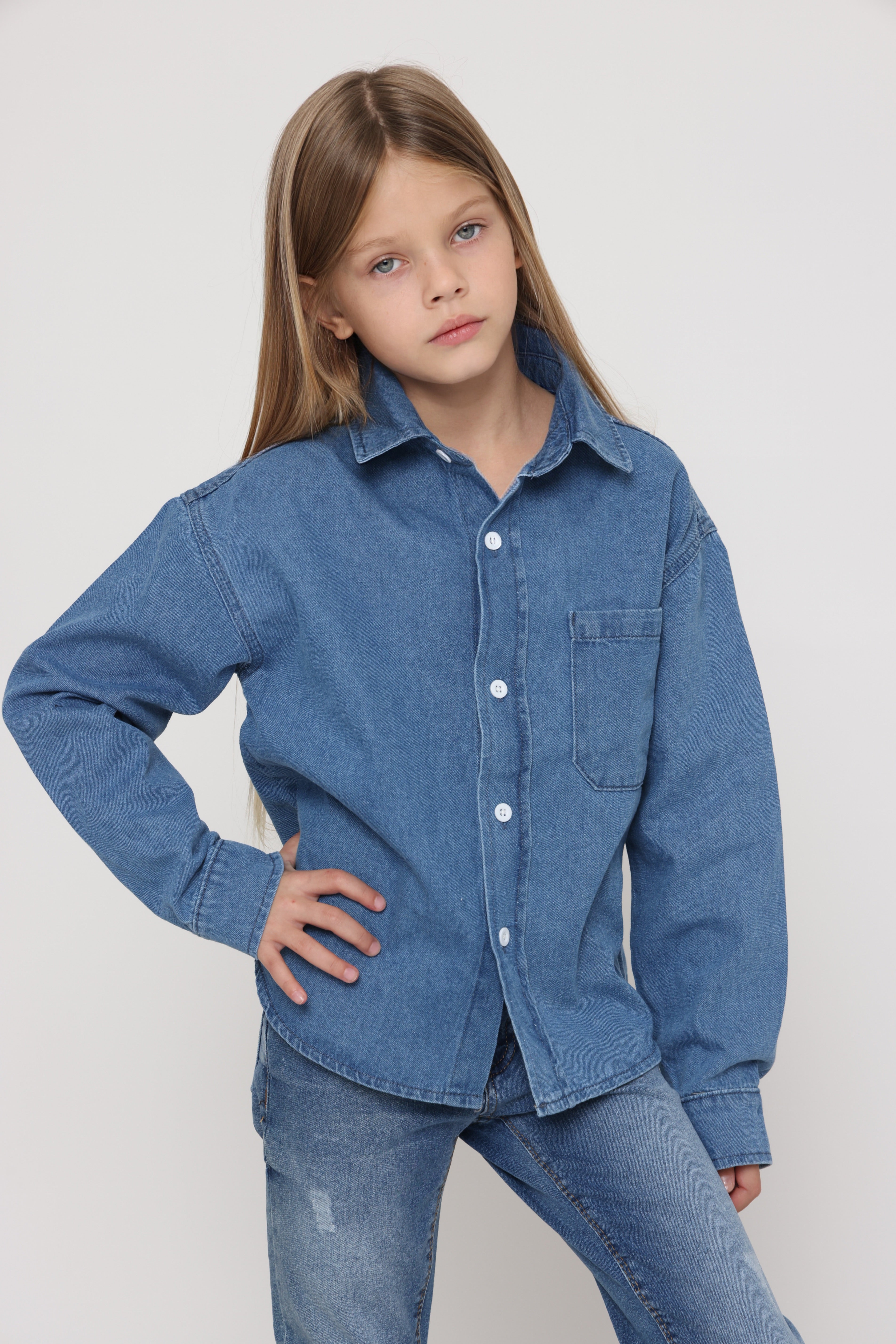 חולצת ג׳ינס אוברסייז לילדות