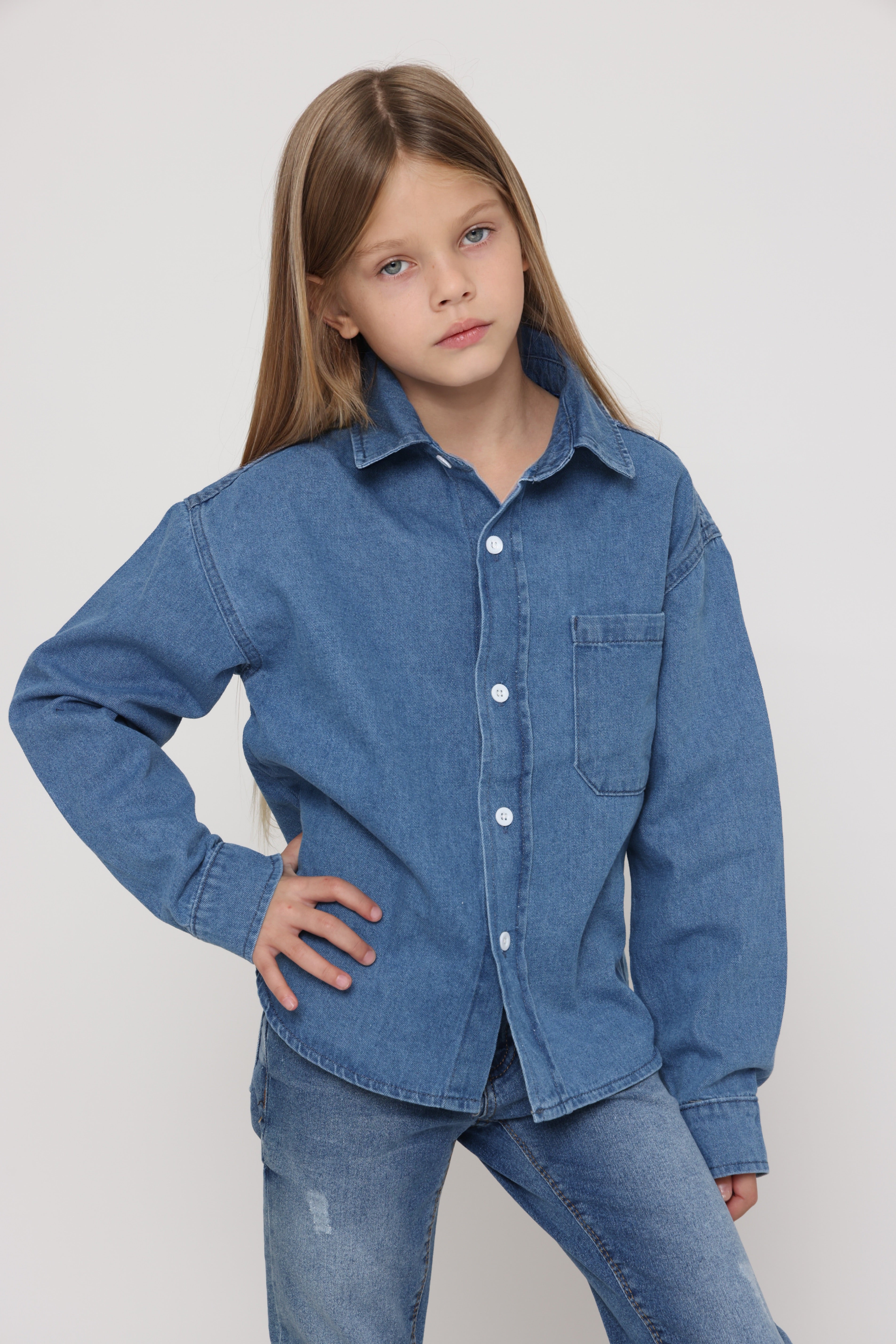 חולצת ג׳ינס אוברסייז לילדות