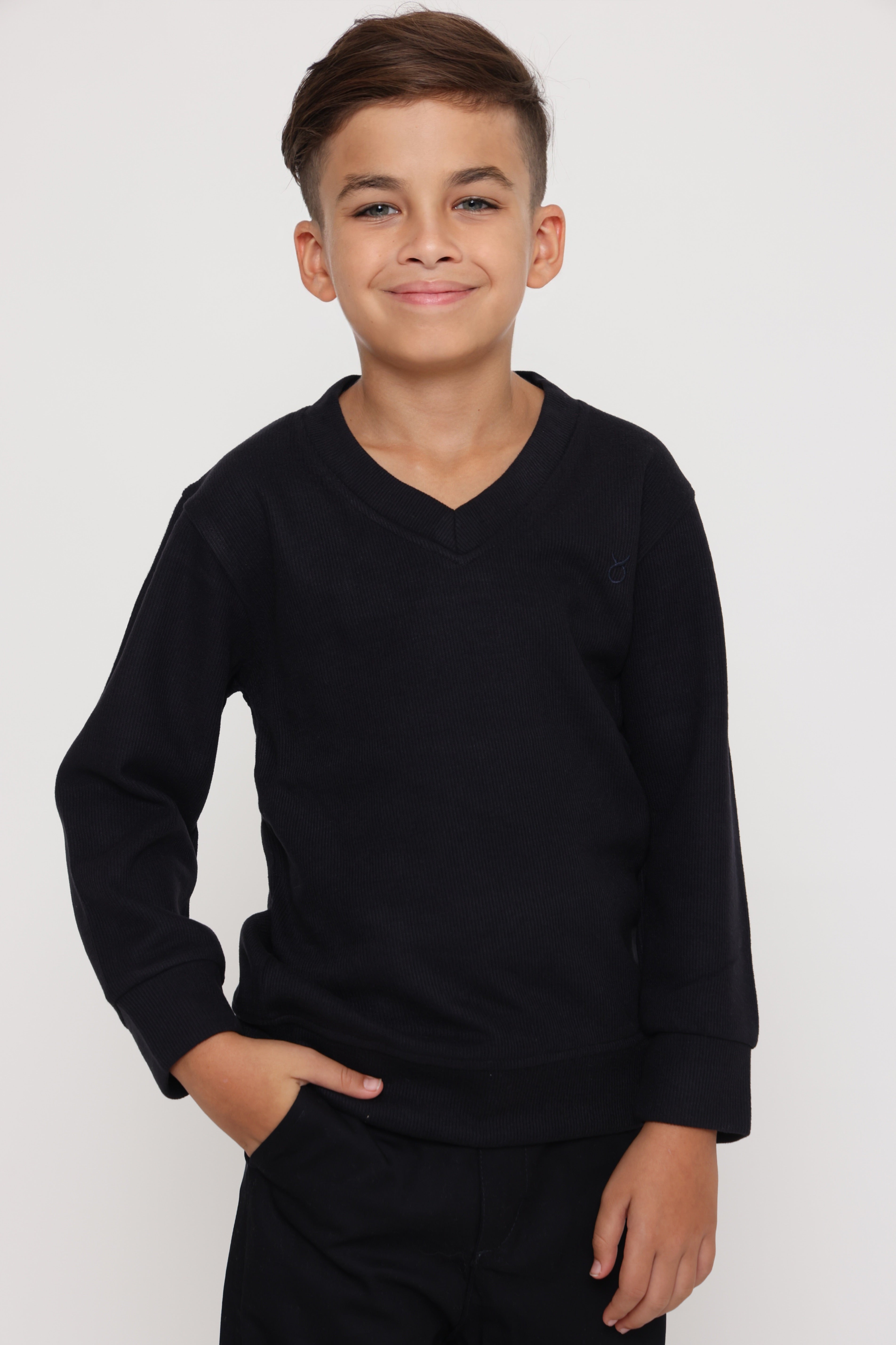 סווטשירט v קלאסי - שחור