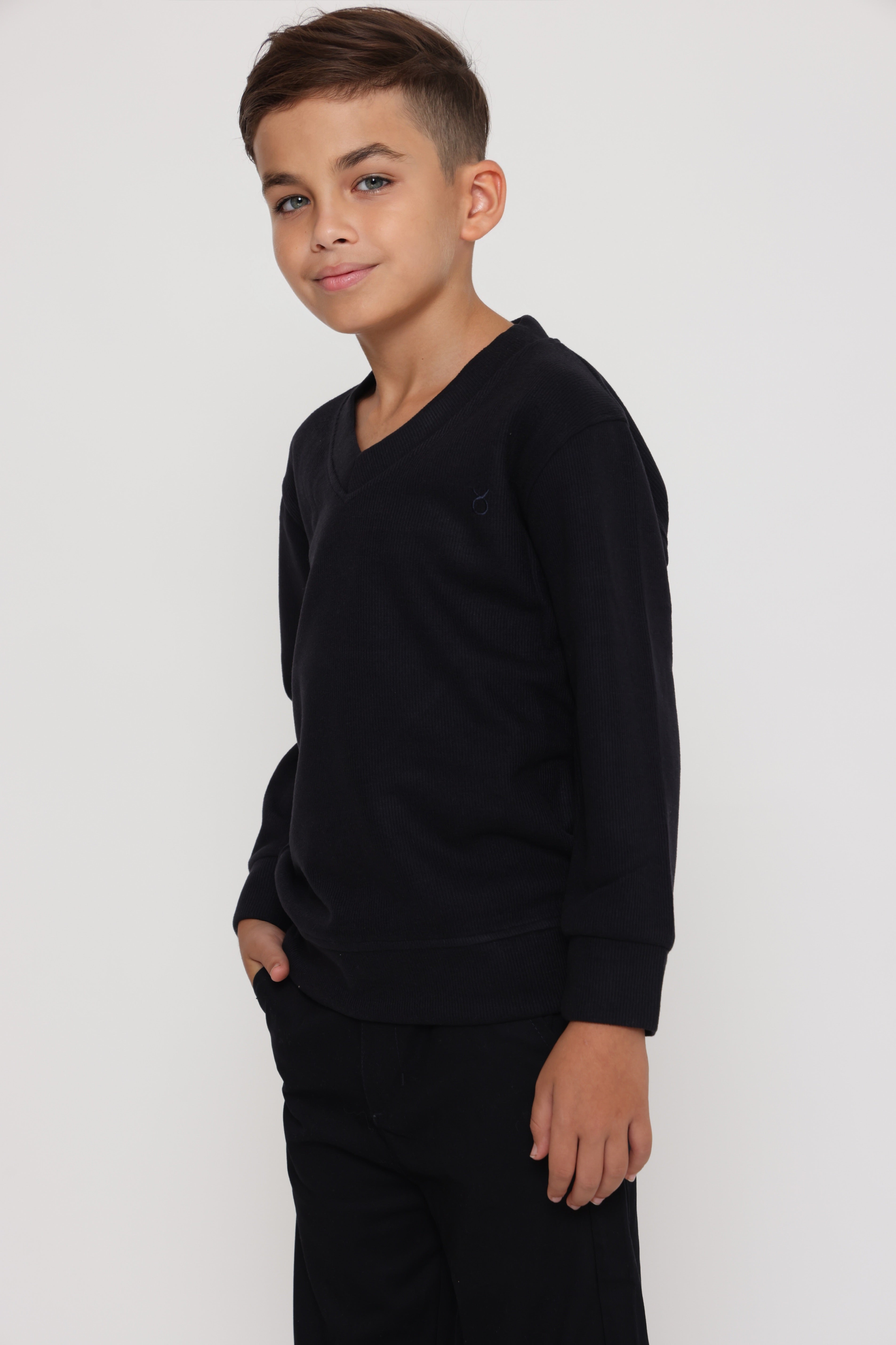 סווטשירט v קלאסי - שחור