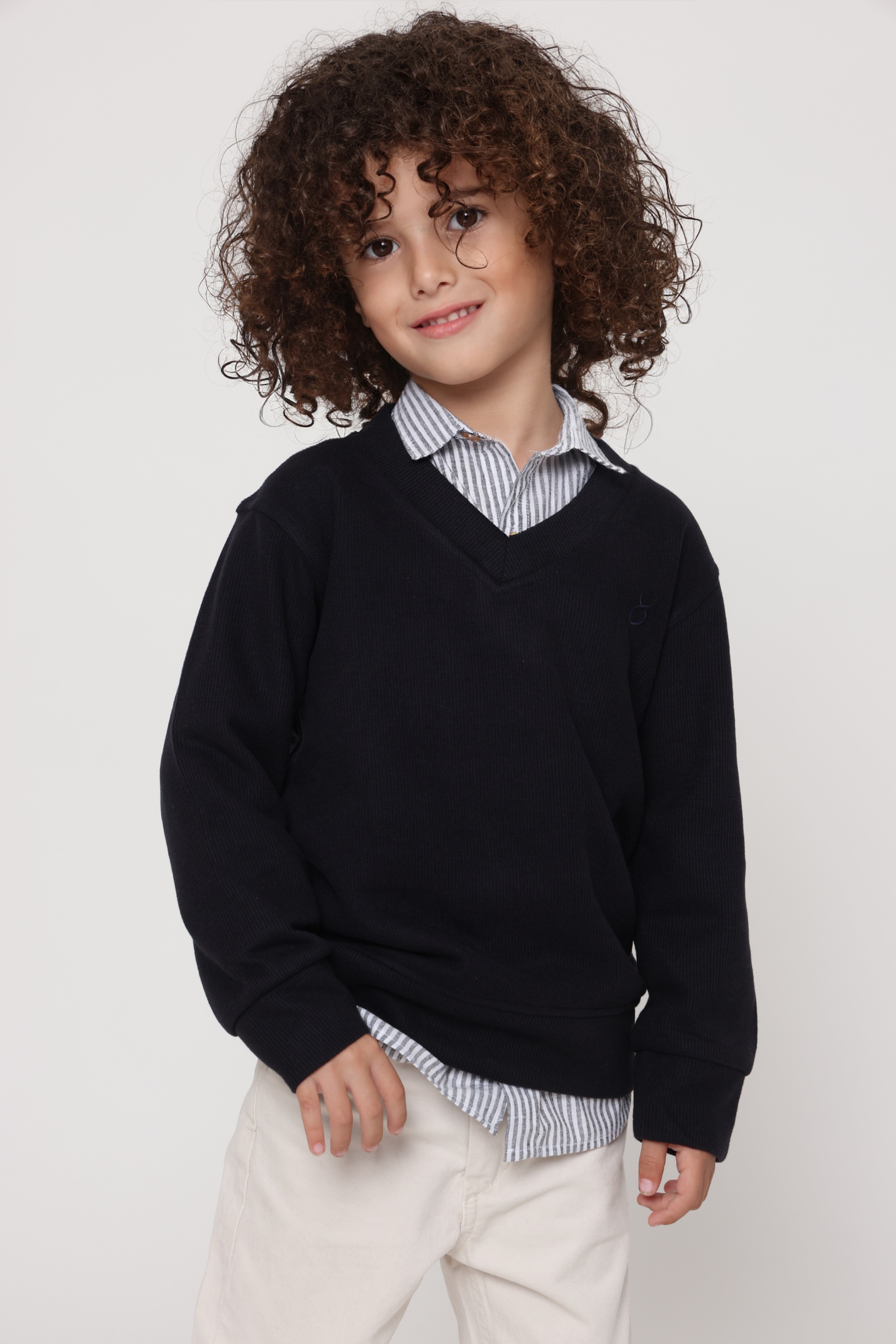 סווטשירט v קלאסי כחול כהה