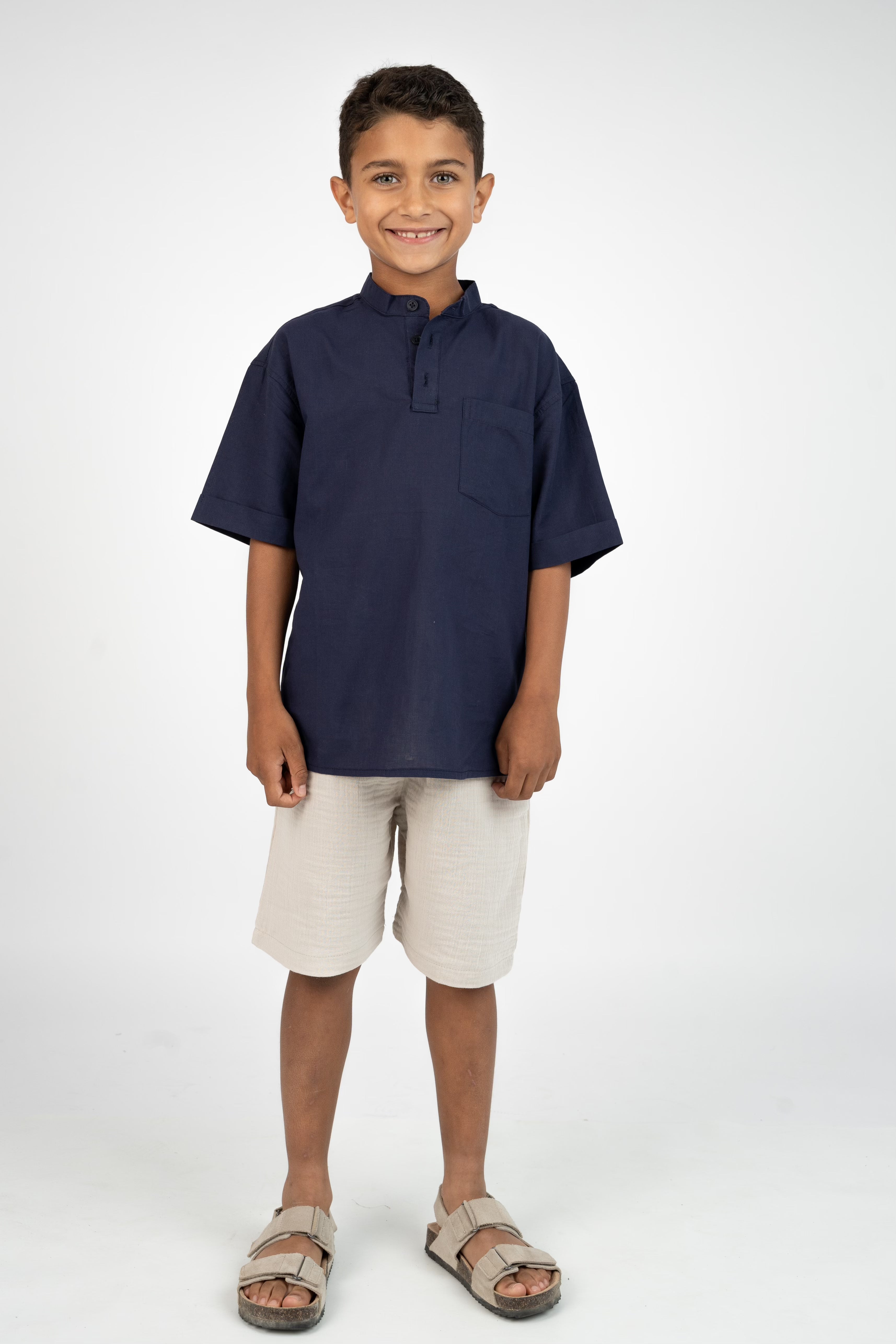 חולצה צווארון סיני - כחול