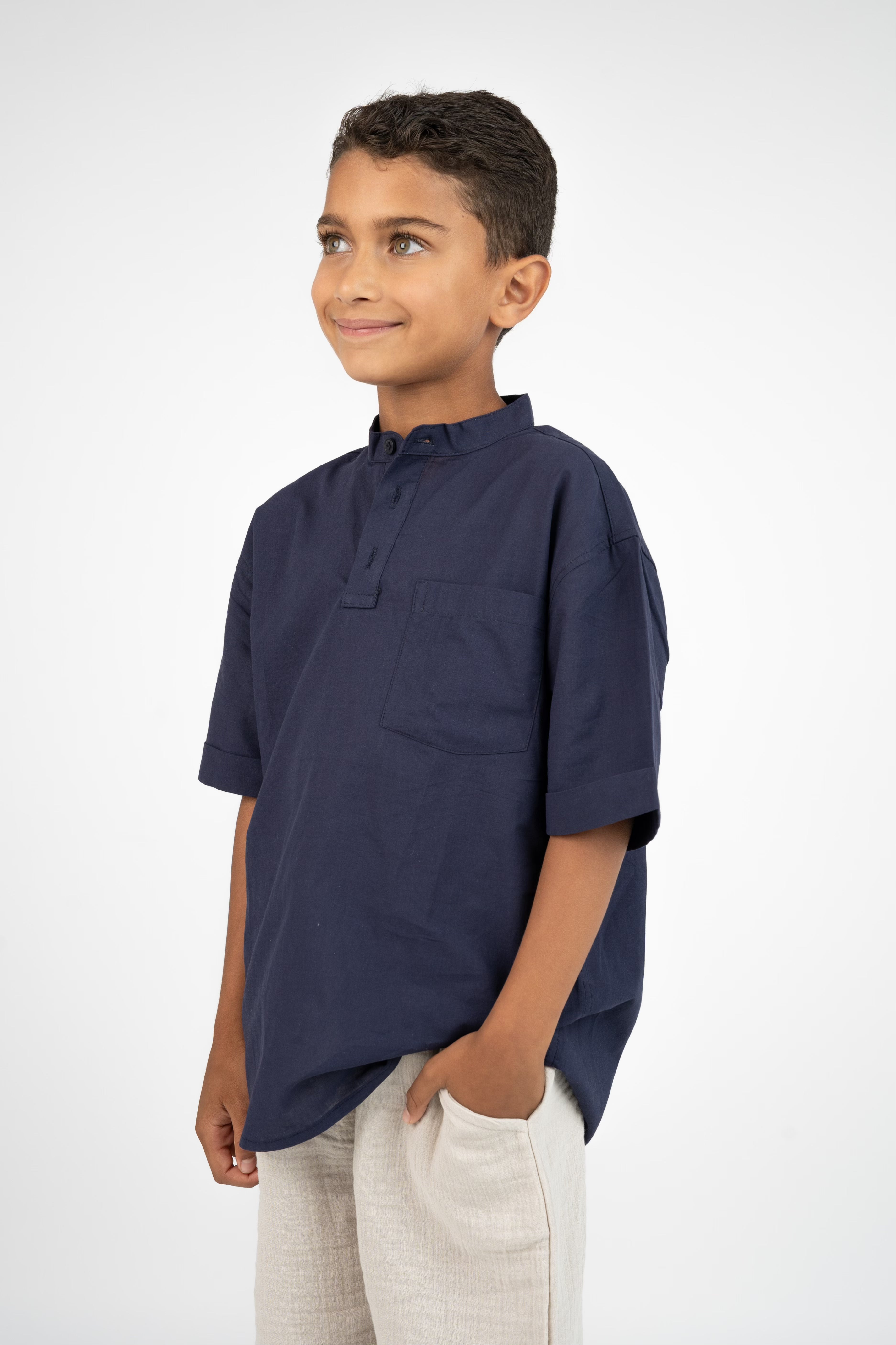 חולצה צווארון סיני - כחול