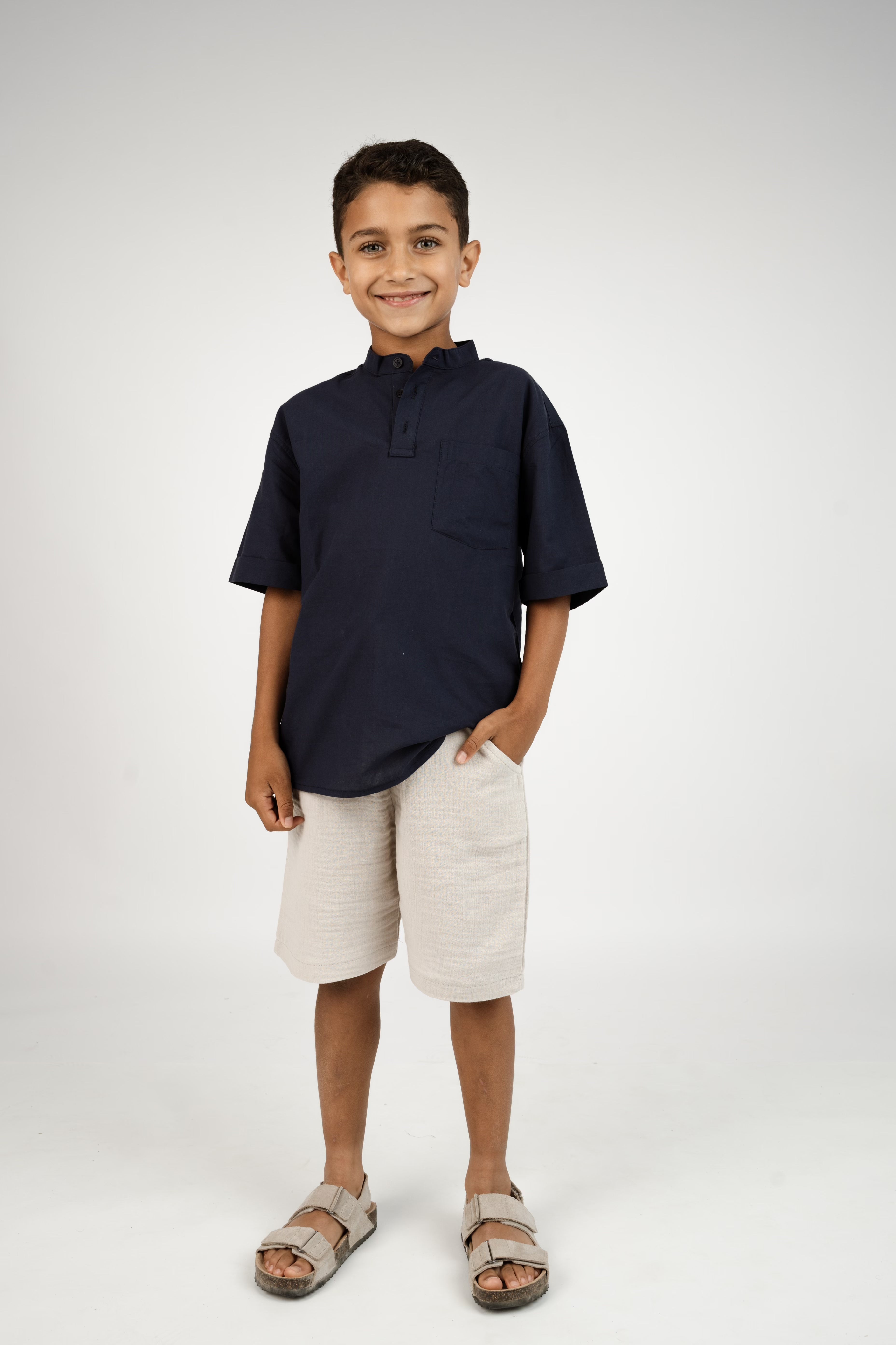 חולצה צווארון סיני - כחול