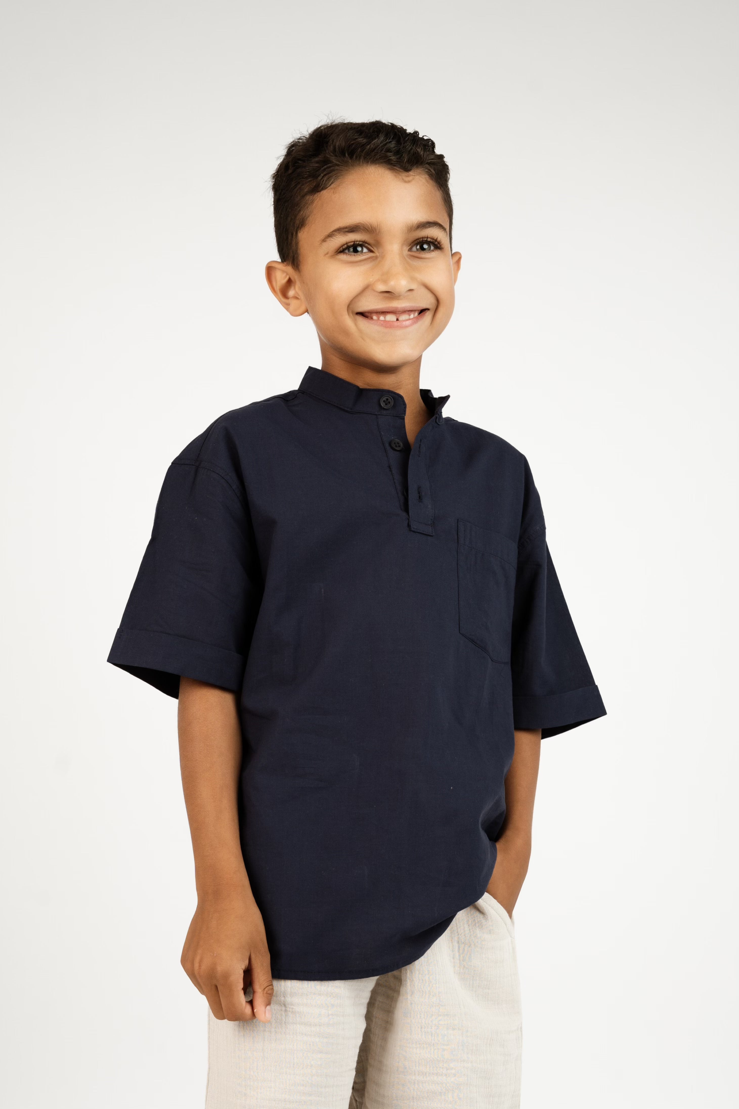 חולצה צווארון סיני - כחול