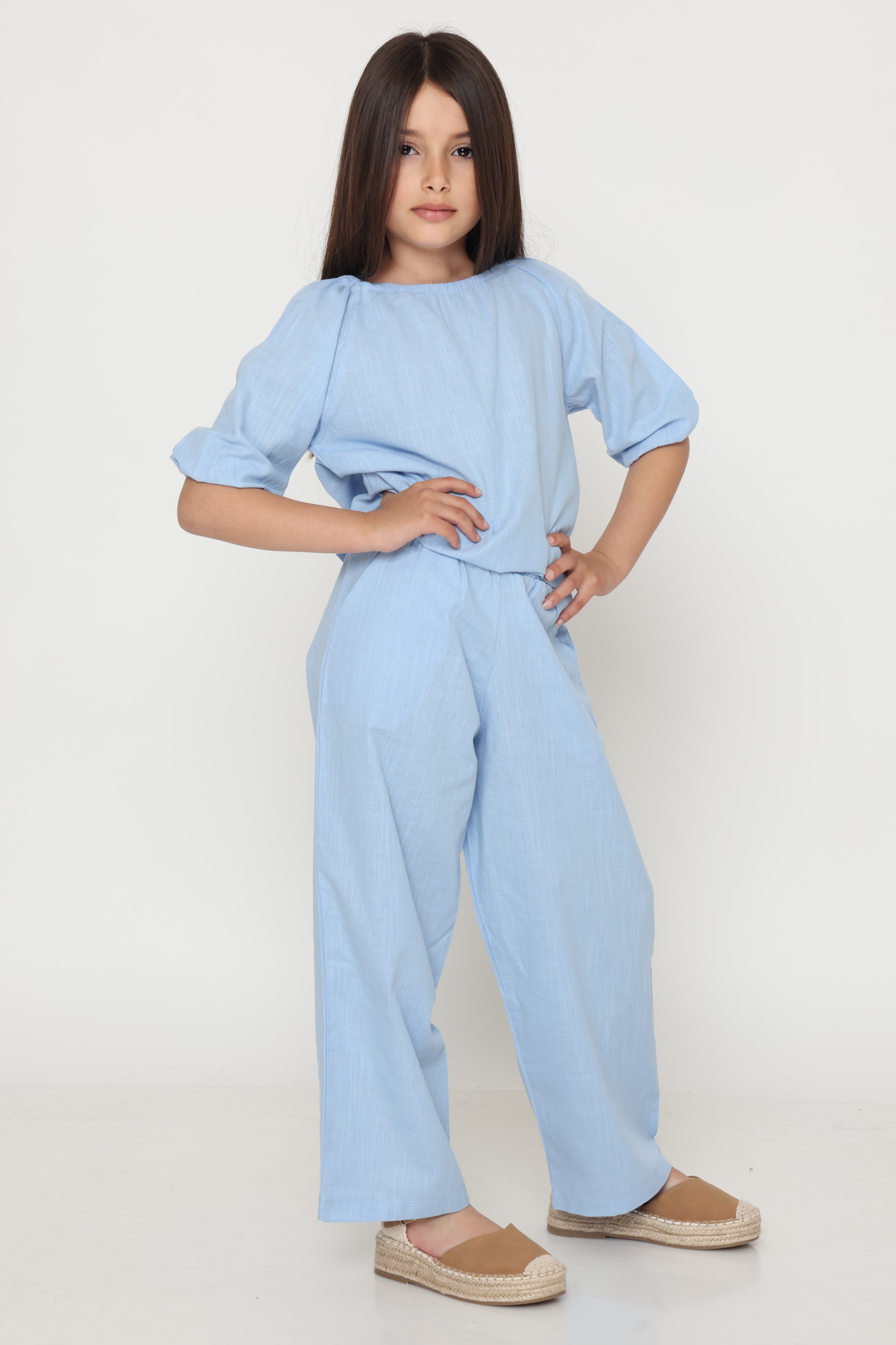 חליפת פשתן בצבע - תכלת