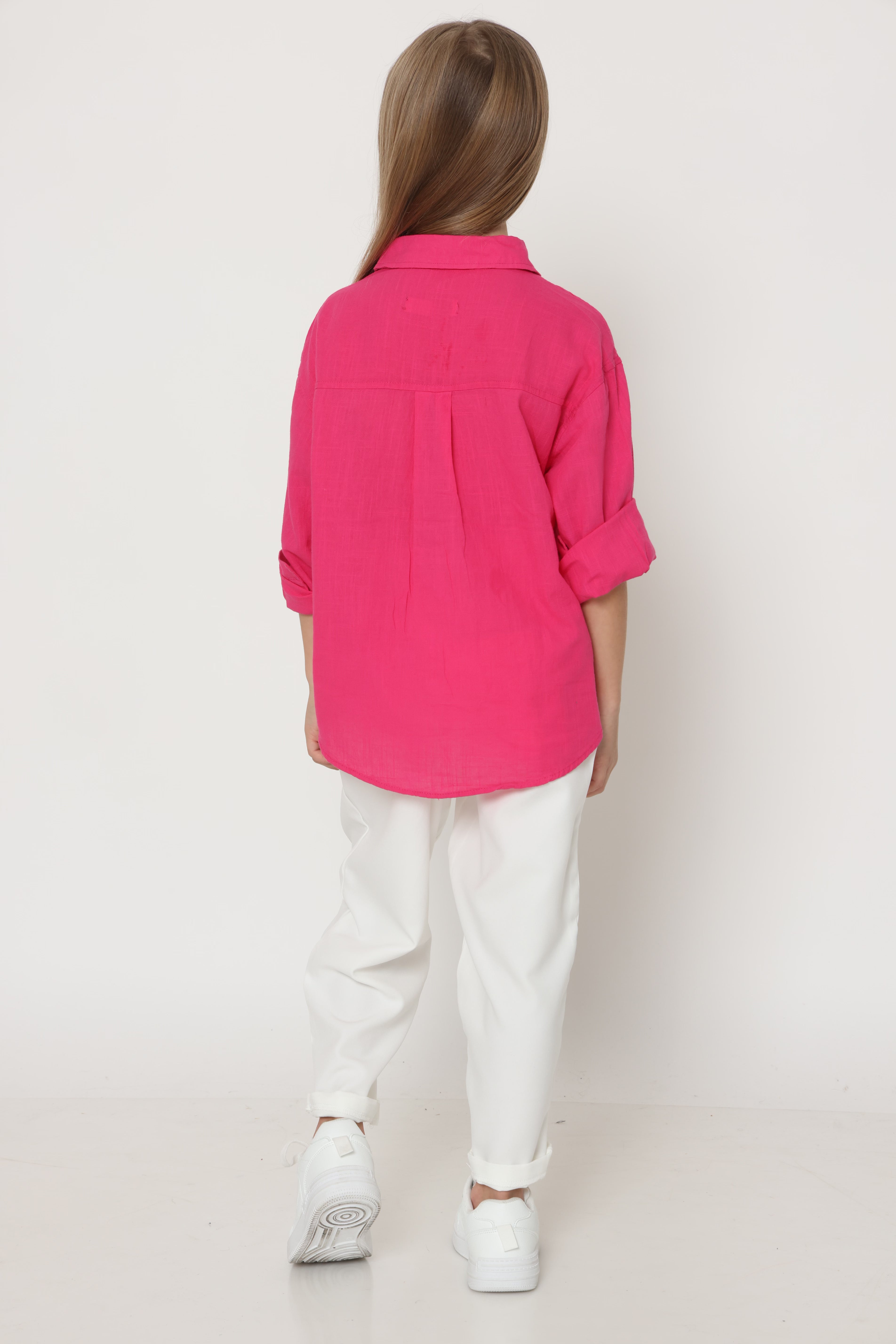 מכופתרת פשתן ורודה