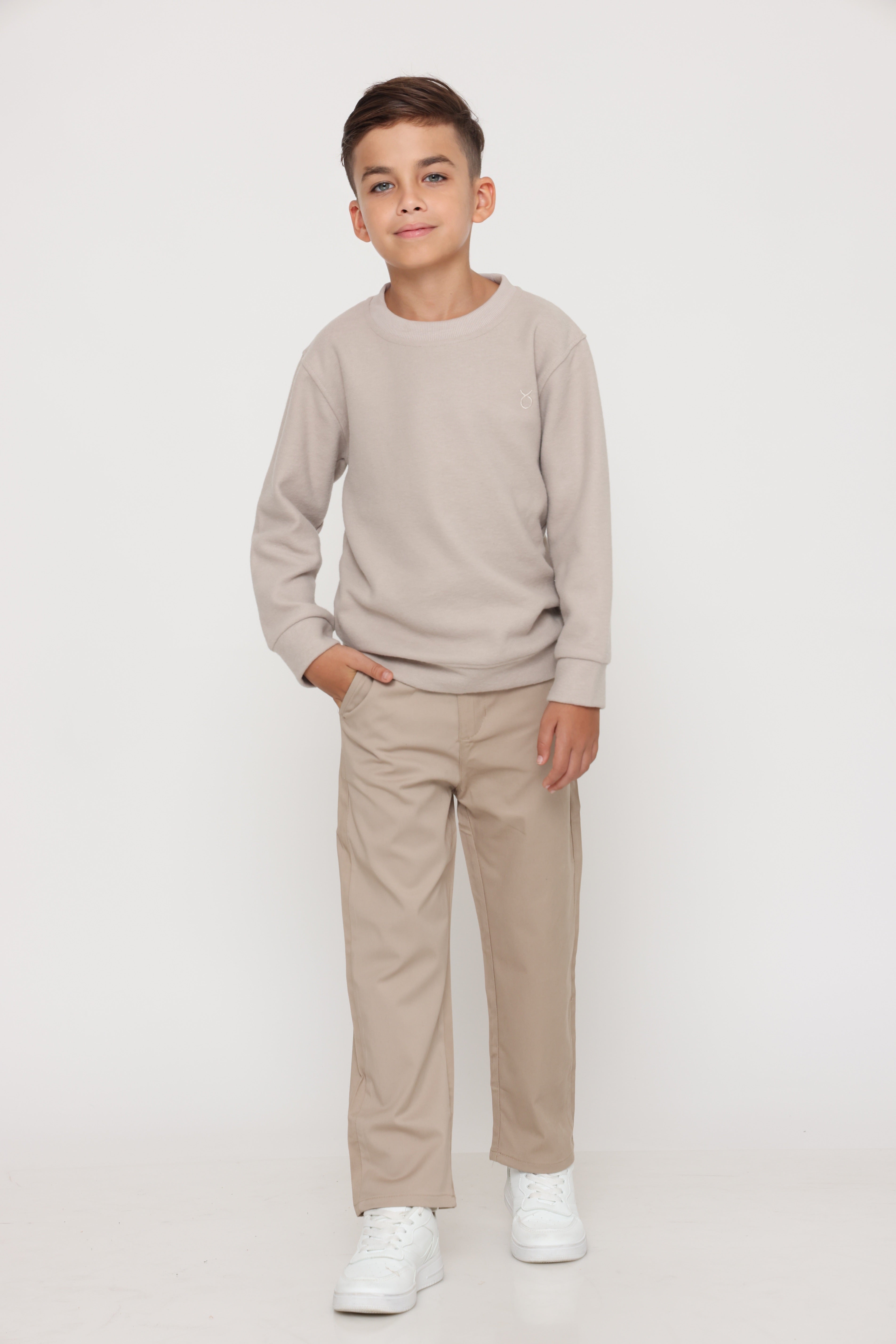 סווטשירט קלאסי בגוון טבעי לילד