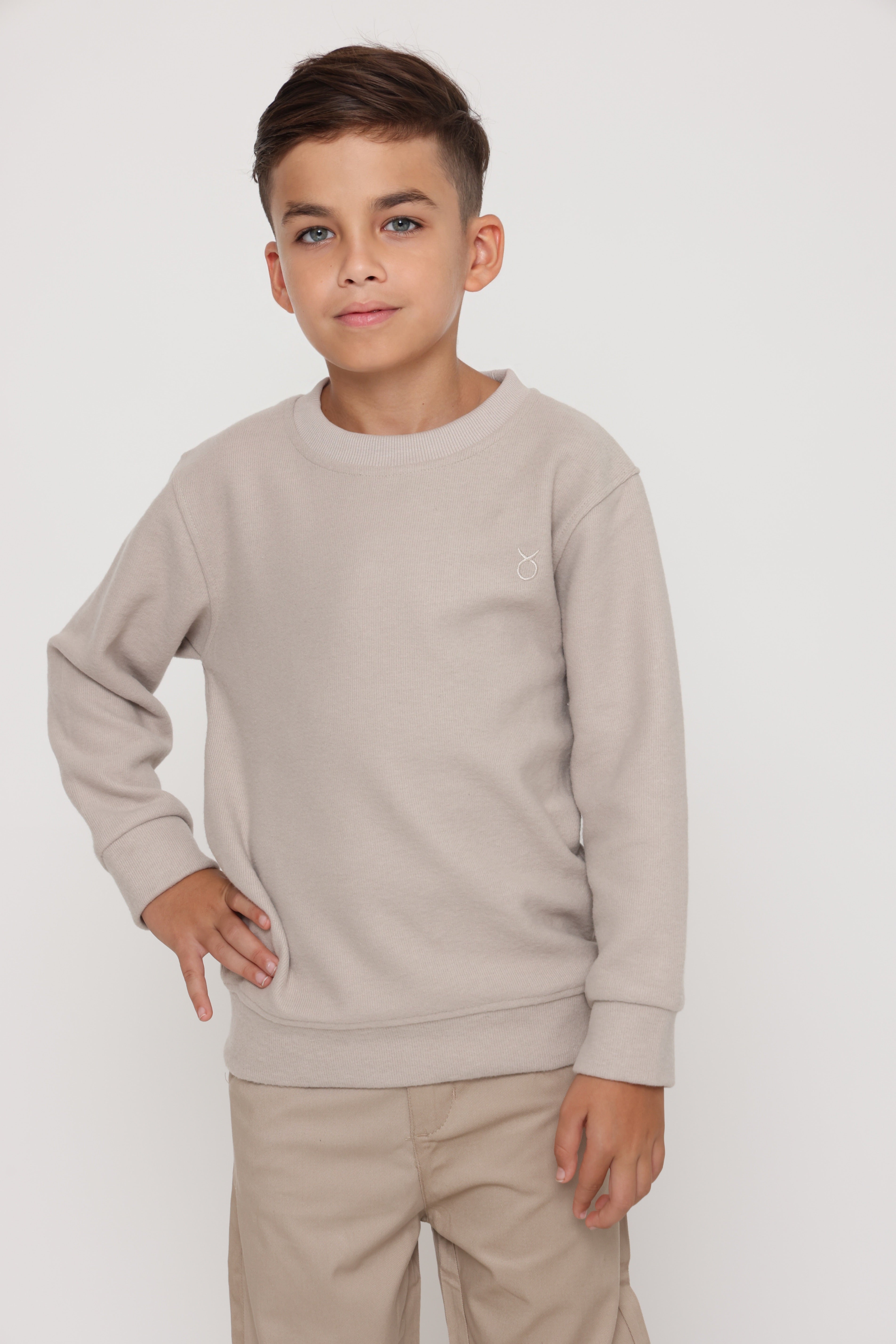 סווטשירט קלאסי בגוון טבעי לילד