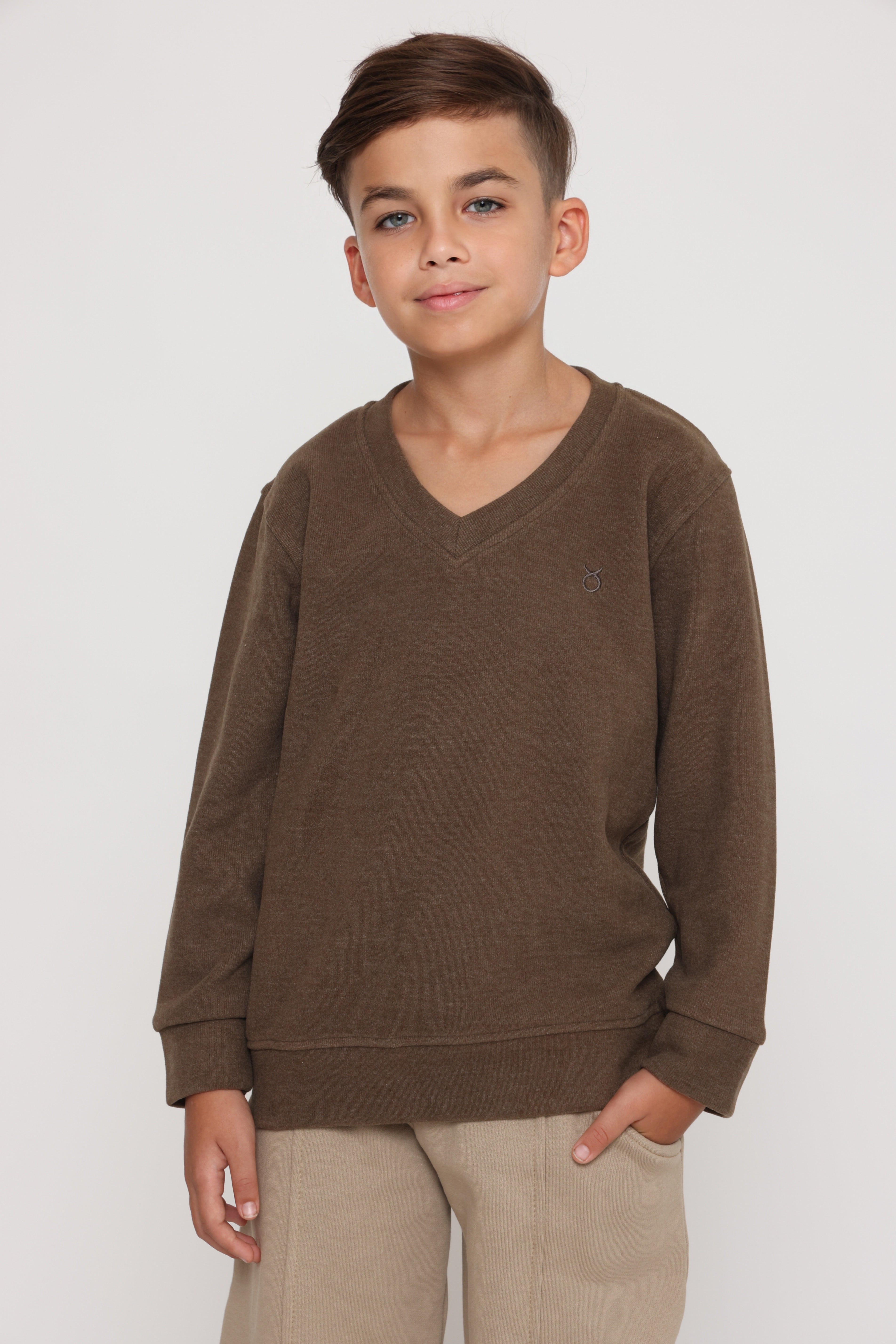 סווטשירט v קלאסי - חום