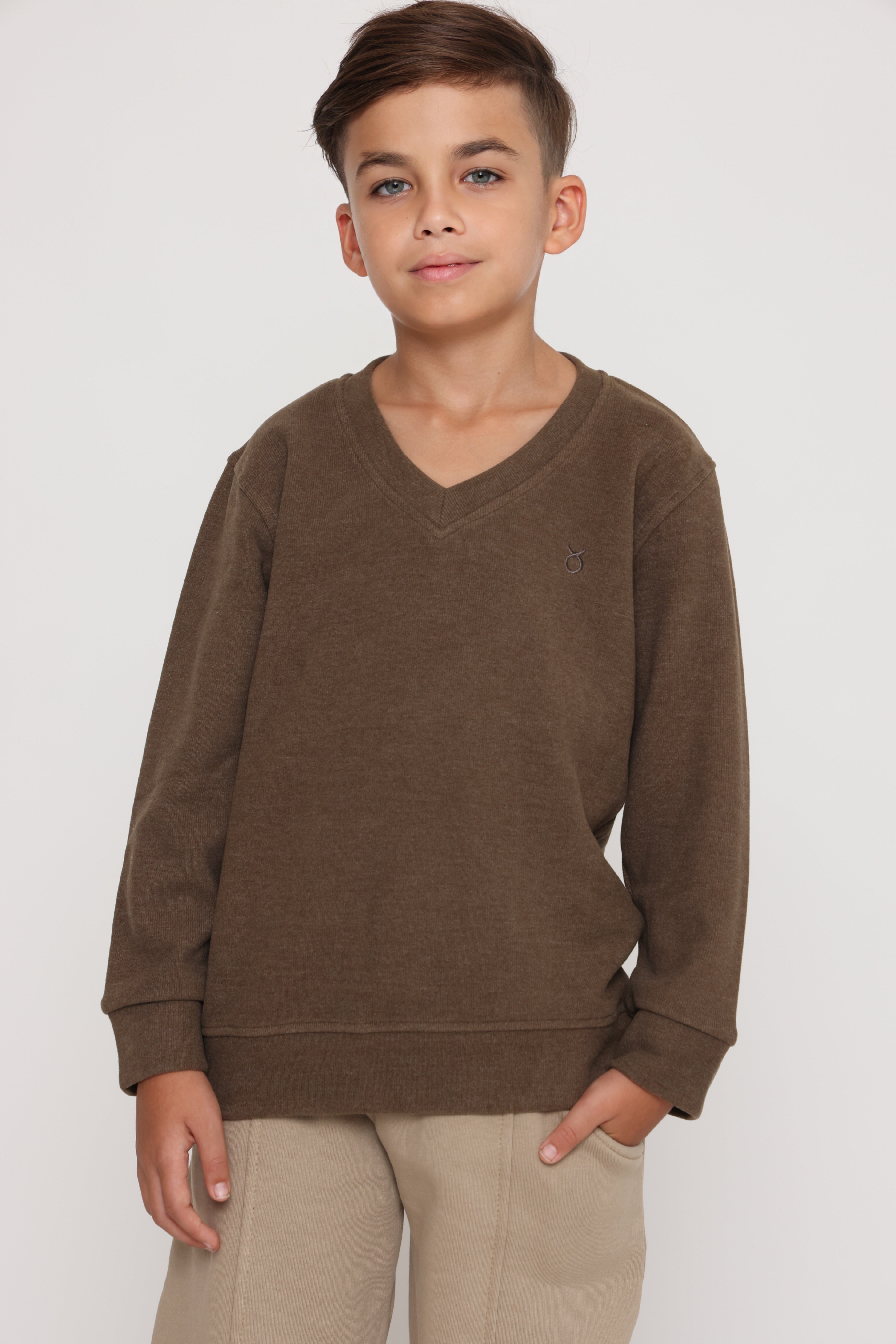 סווטשירט v קלאסי - חום