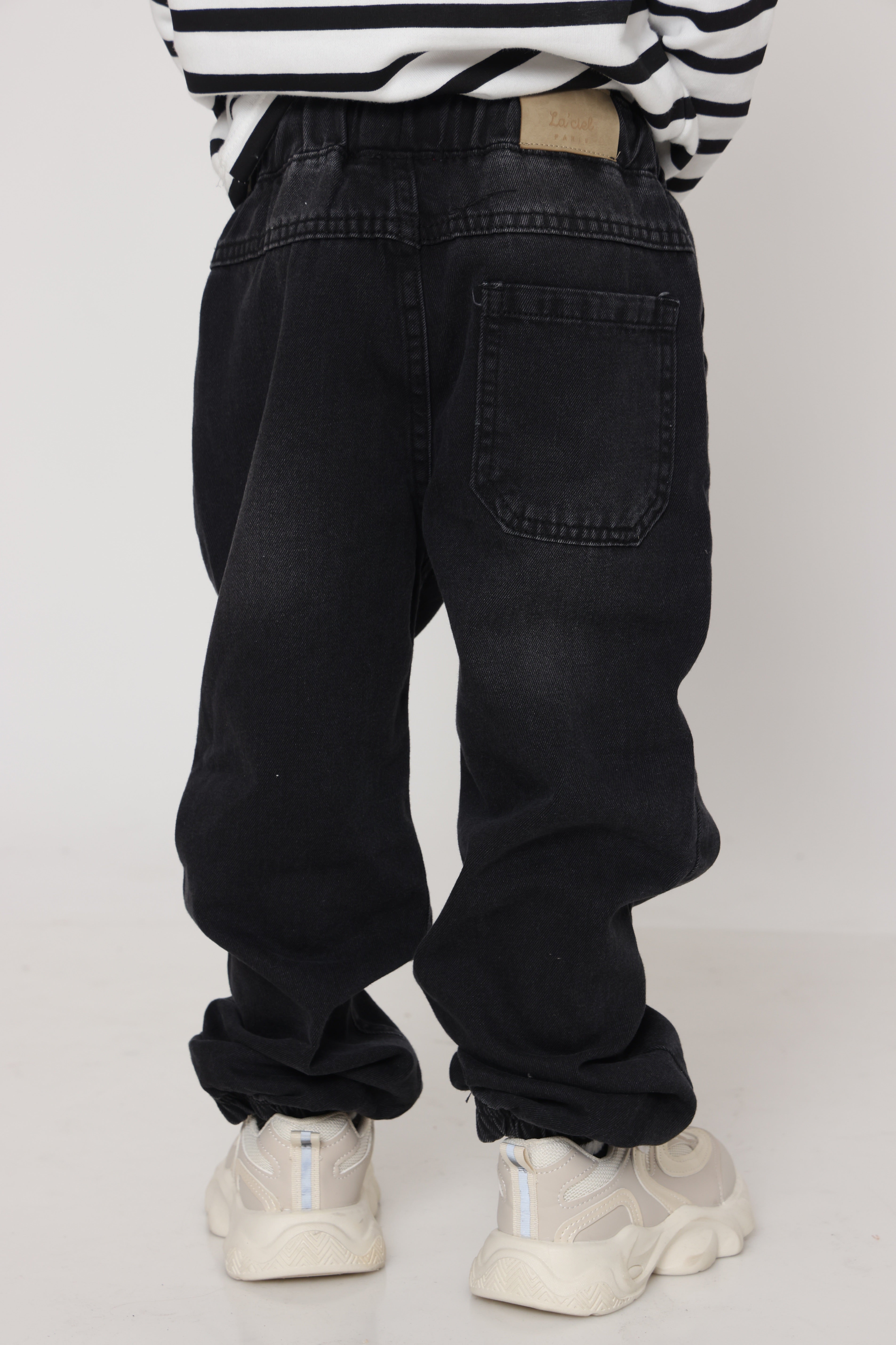 חולצת פסים קלאסית בנים - שחור