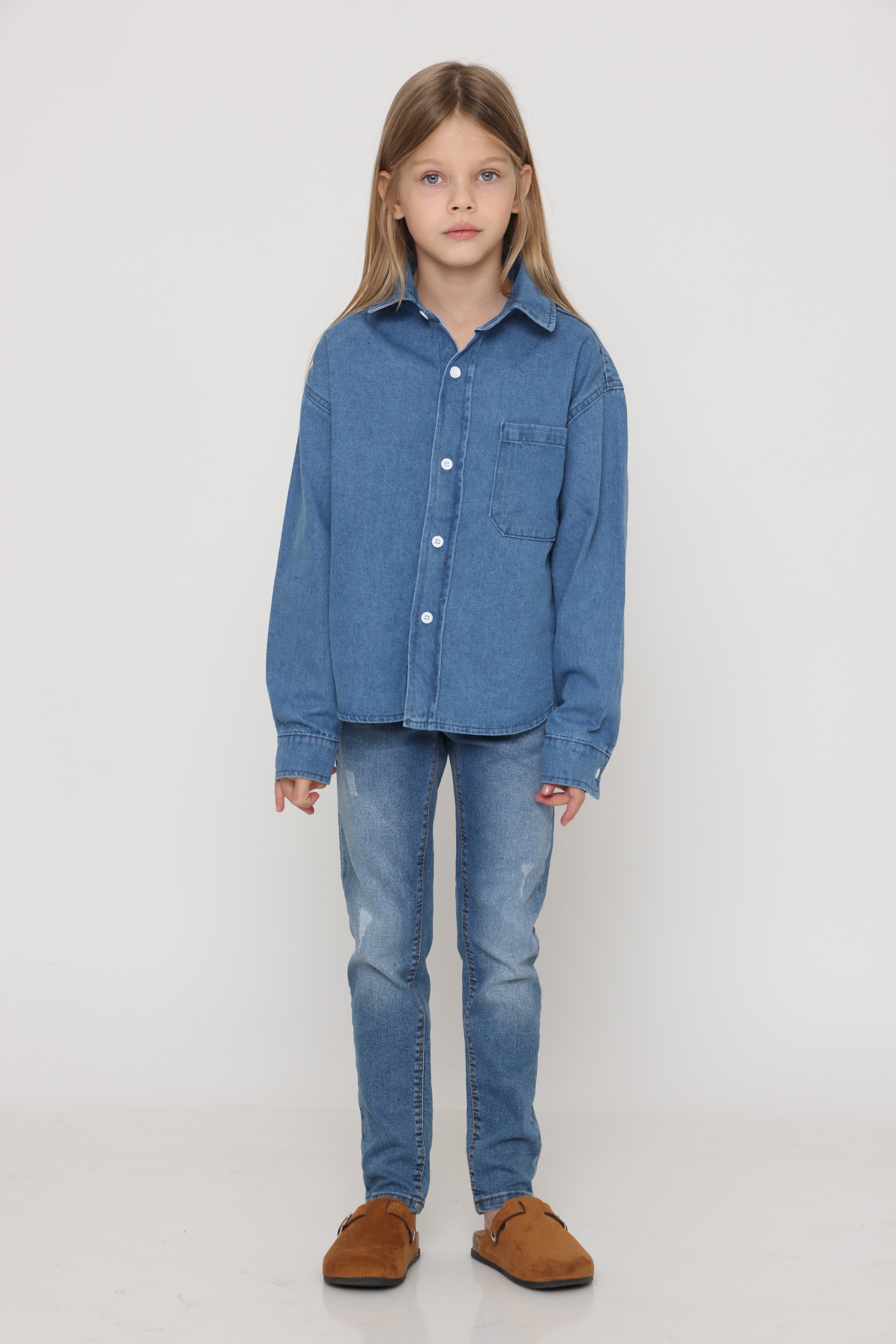 חולצת ג׳ינס אוברסייז לילדות