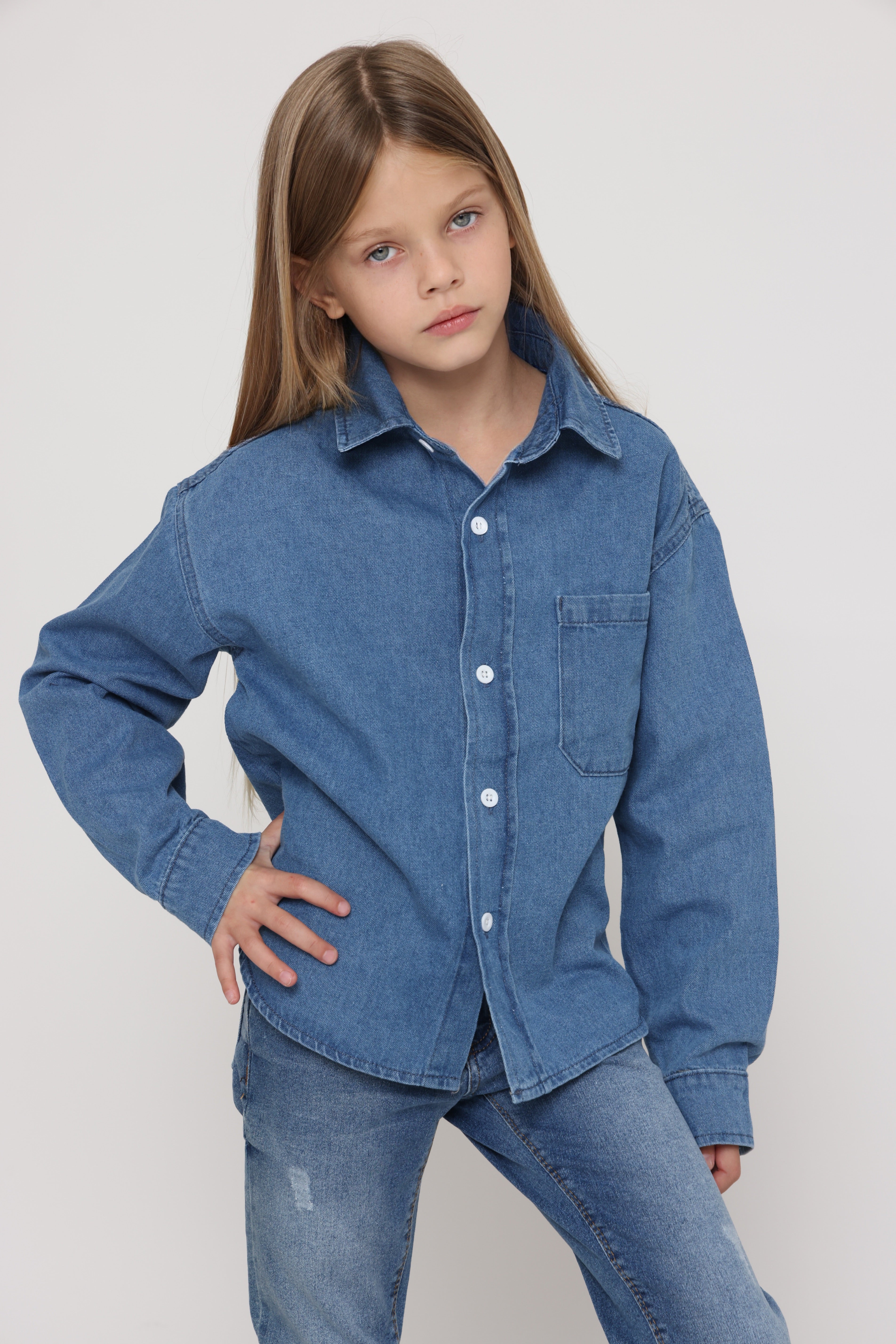 חולצת ג׳ינס אוברסייז לילדות