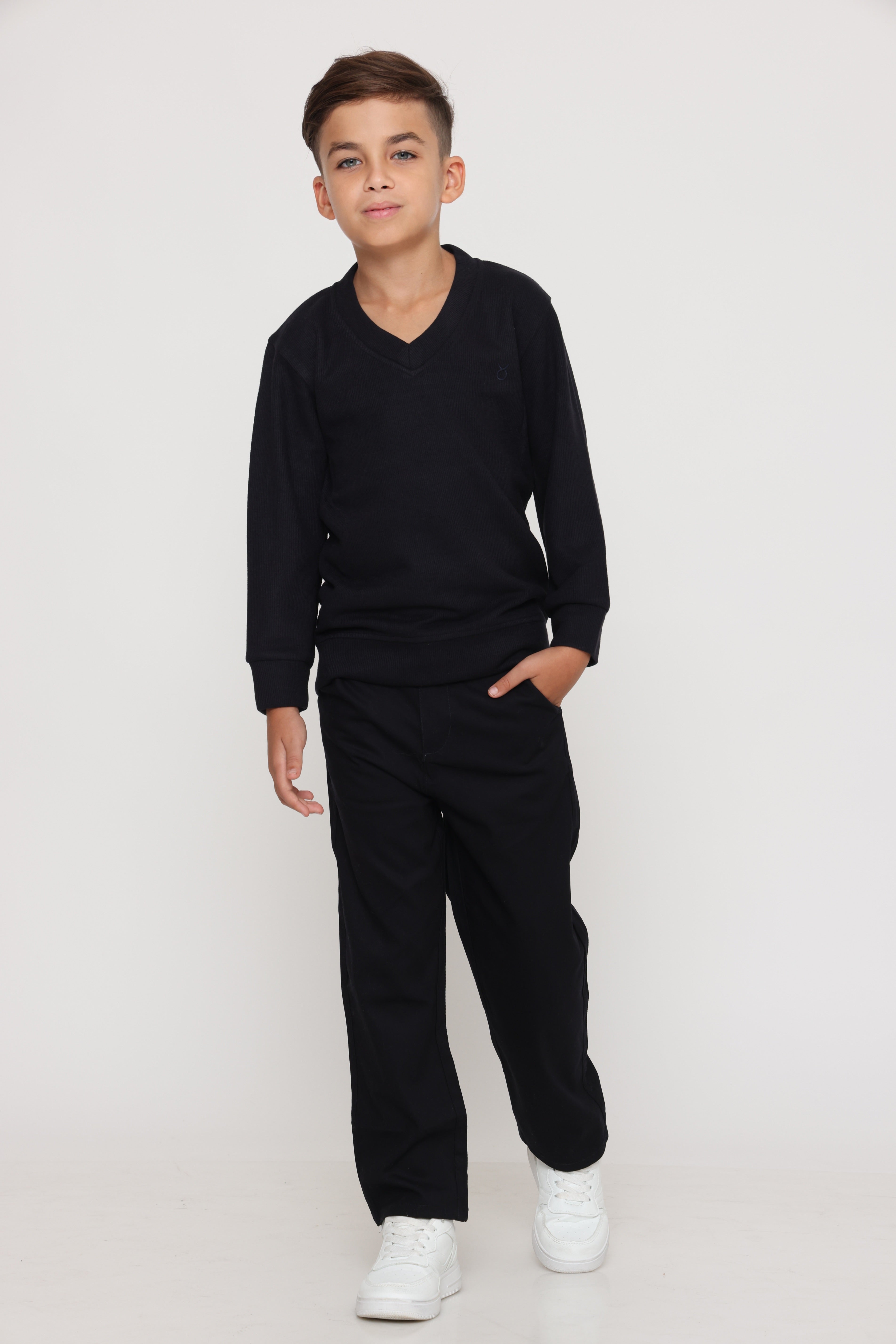 סווטשירט v קלאסי - שחור