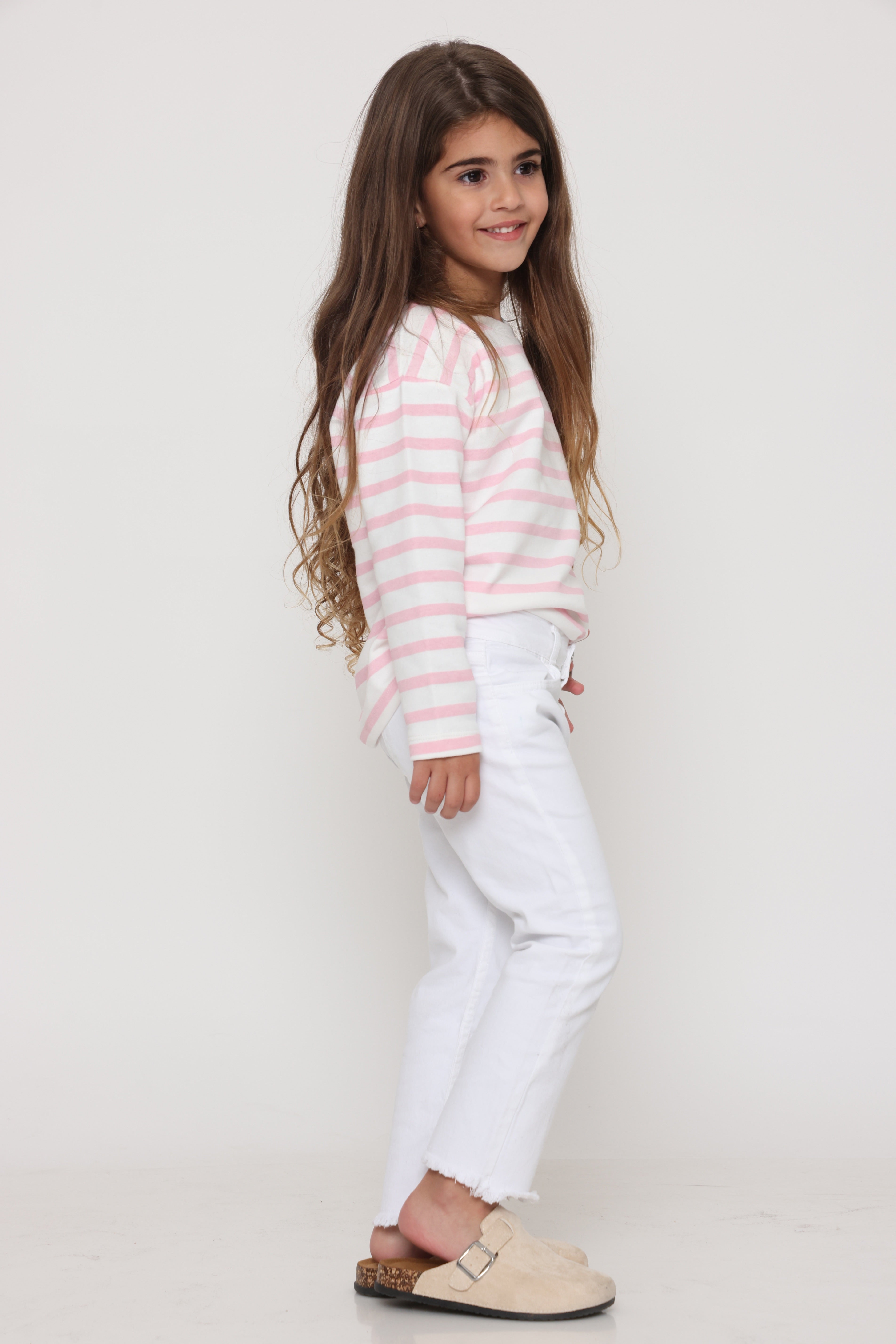 חולצת פסים קלאסית בצבע - ורוד