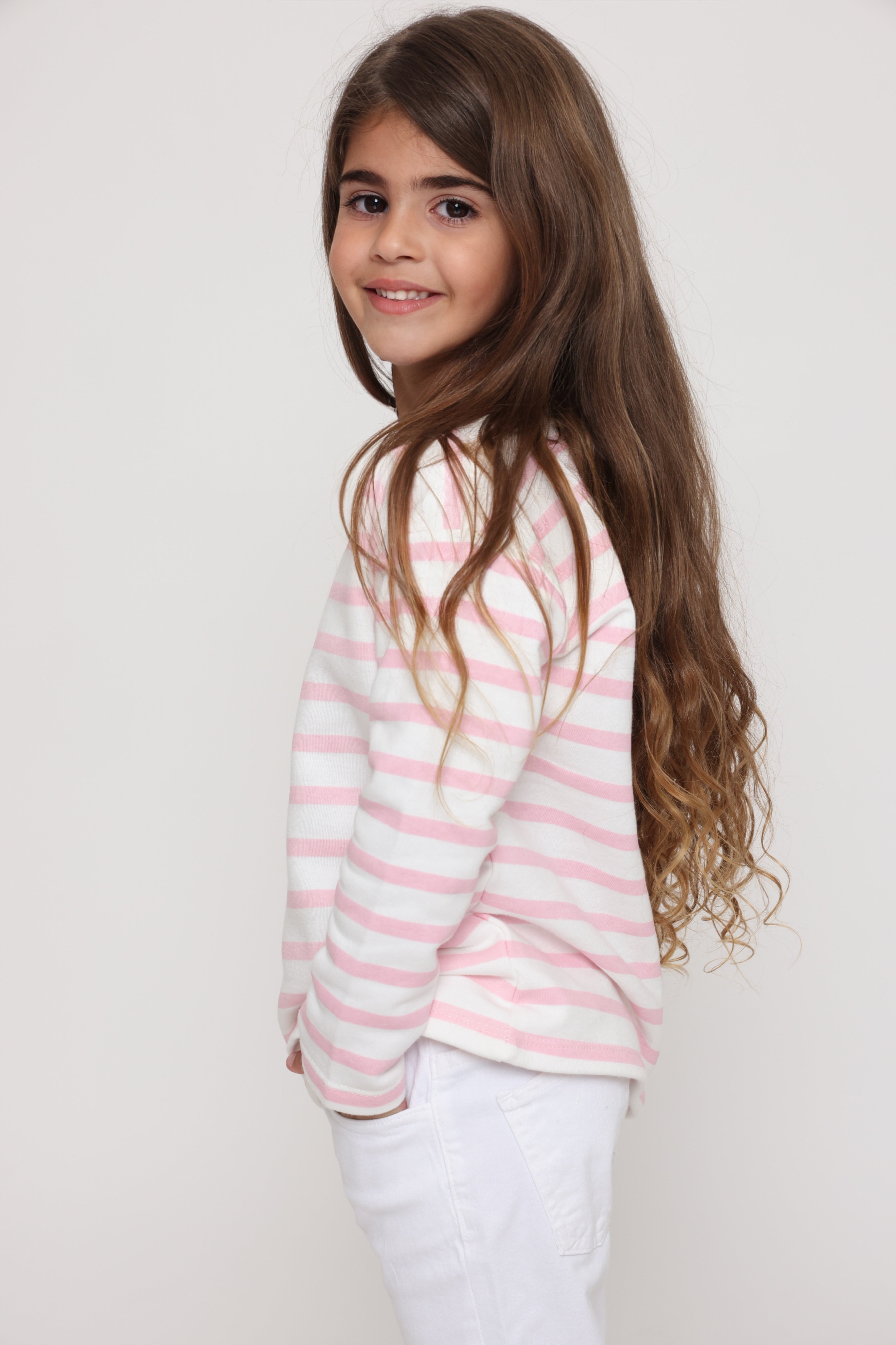 חולצת פסים קלאסית בצבע - ורוד