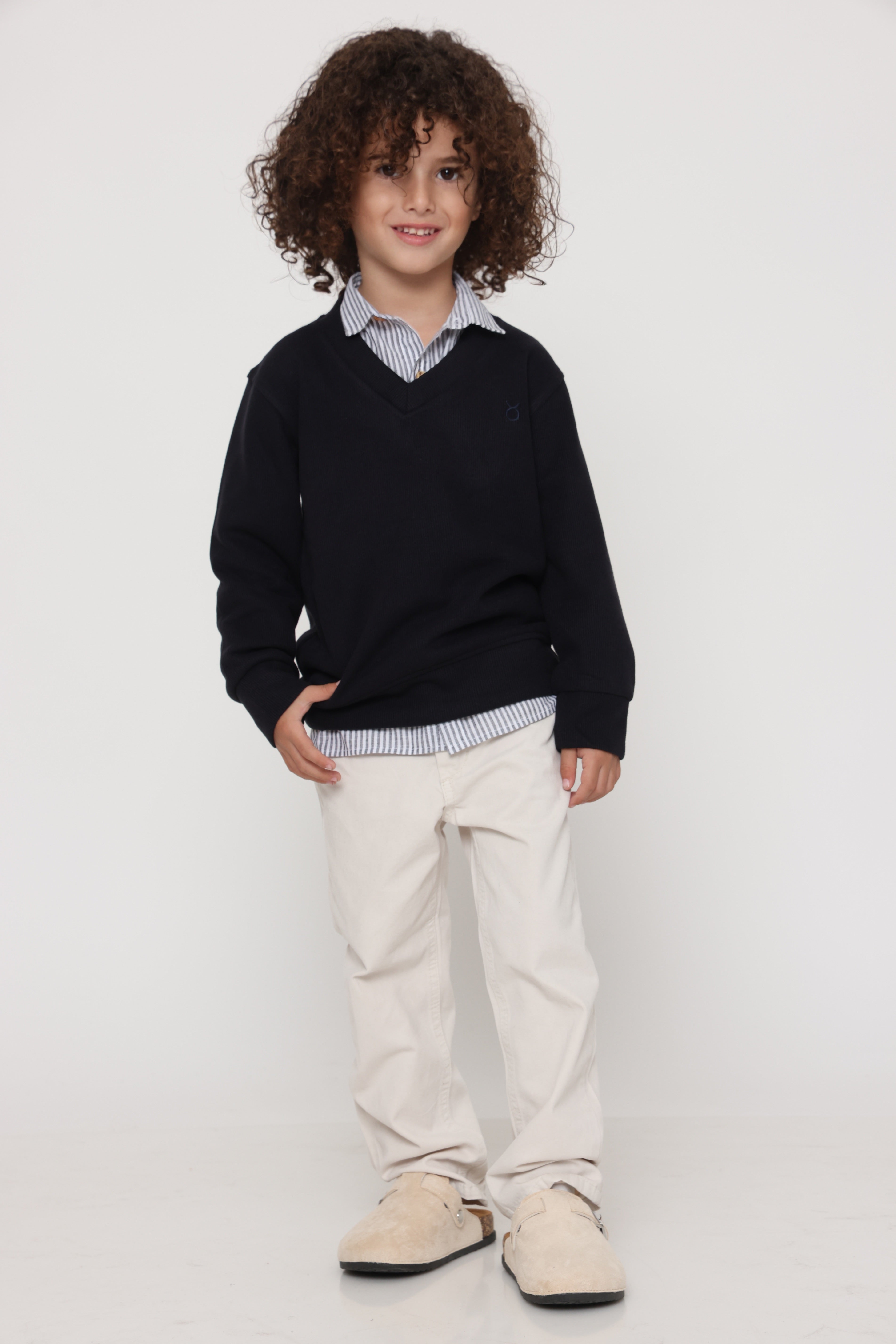 סווטשירט v קלאסי כחול כהה