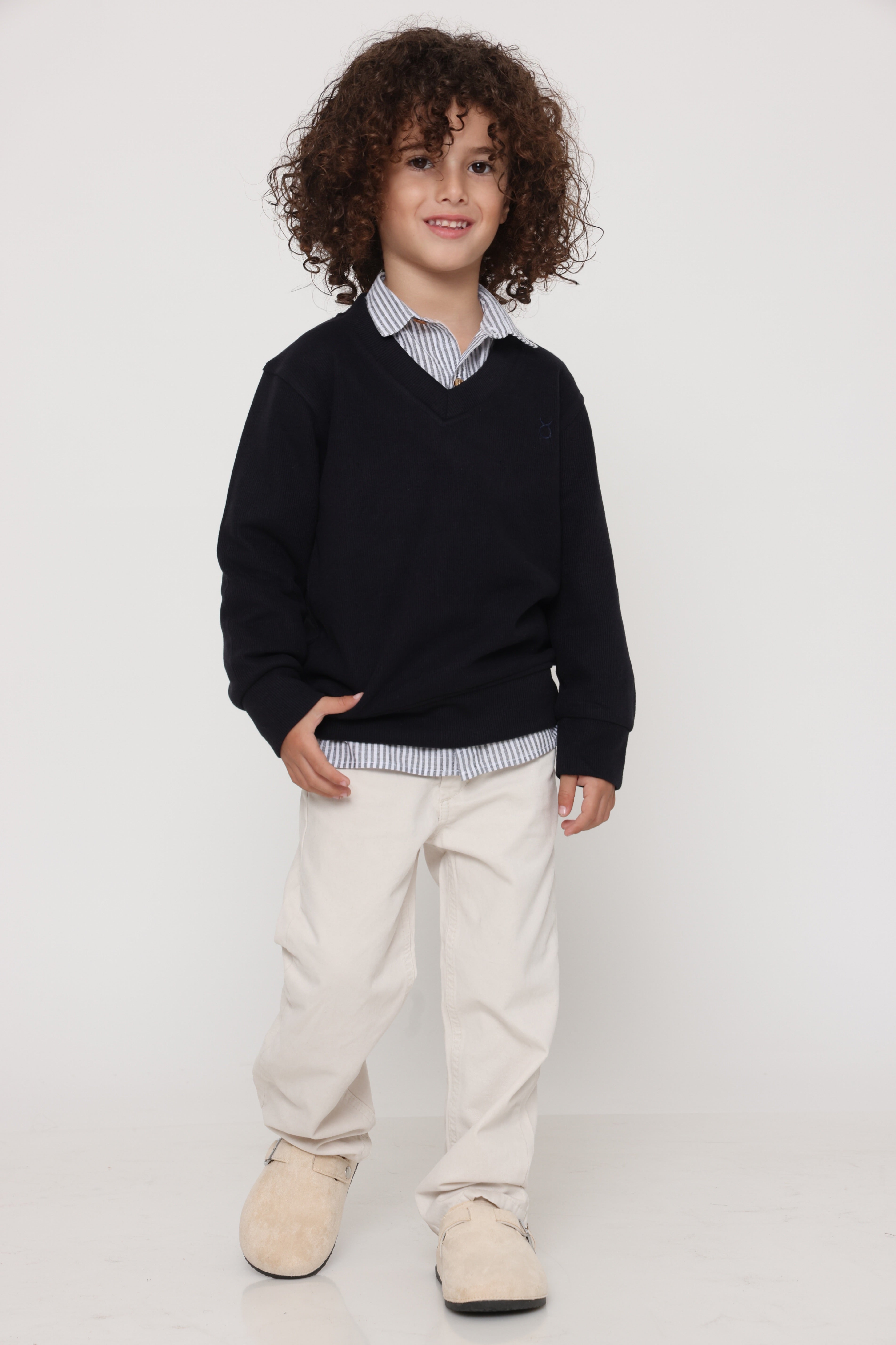 סווטשירט v קלאסי כחול כהה