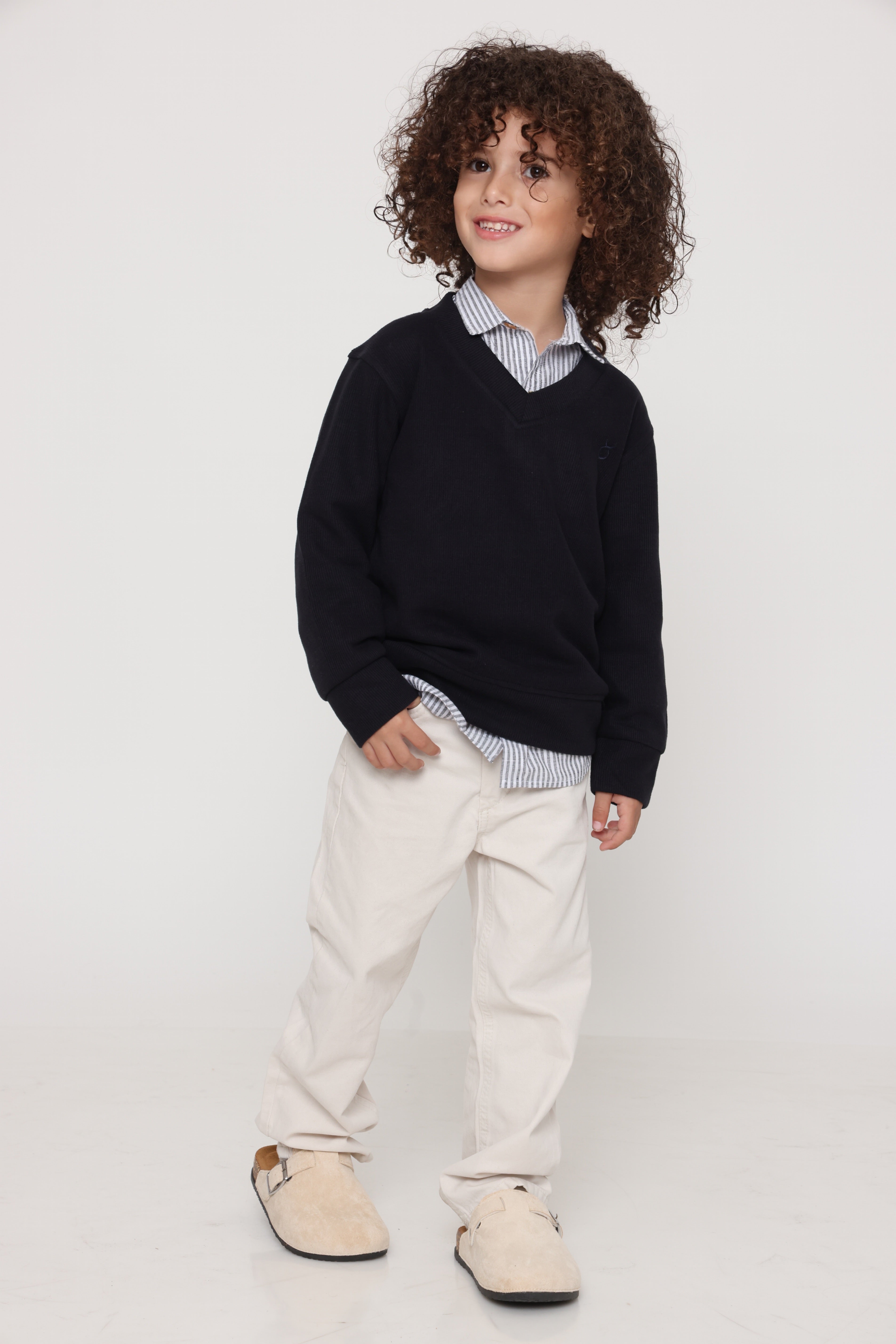 סווטשירט v קלאסי כחול כהה