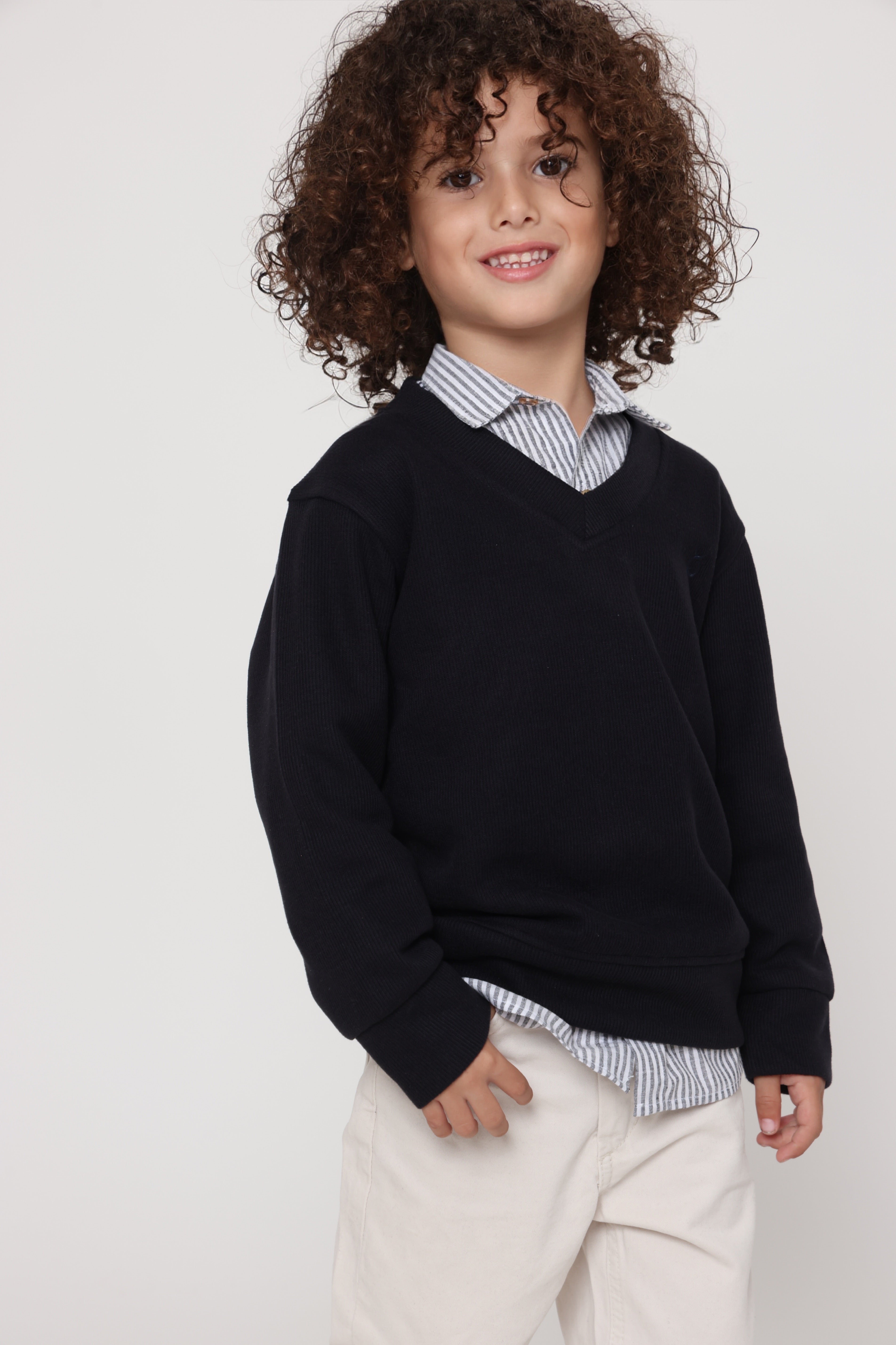 סווטשירט v קלאסי כחול כהה