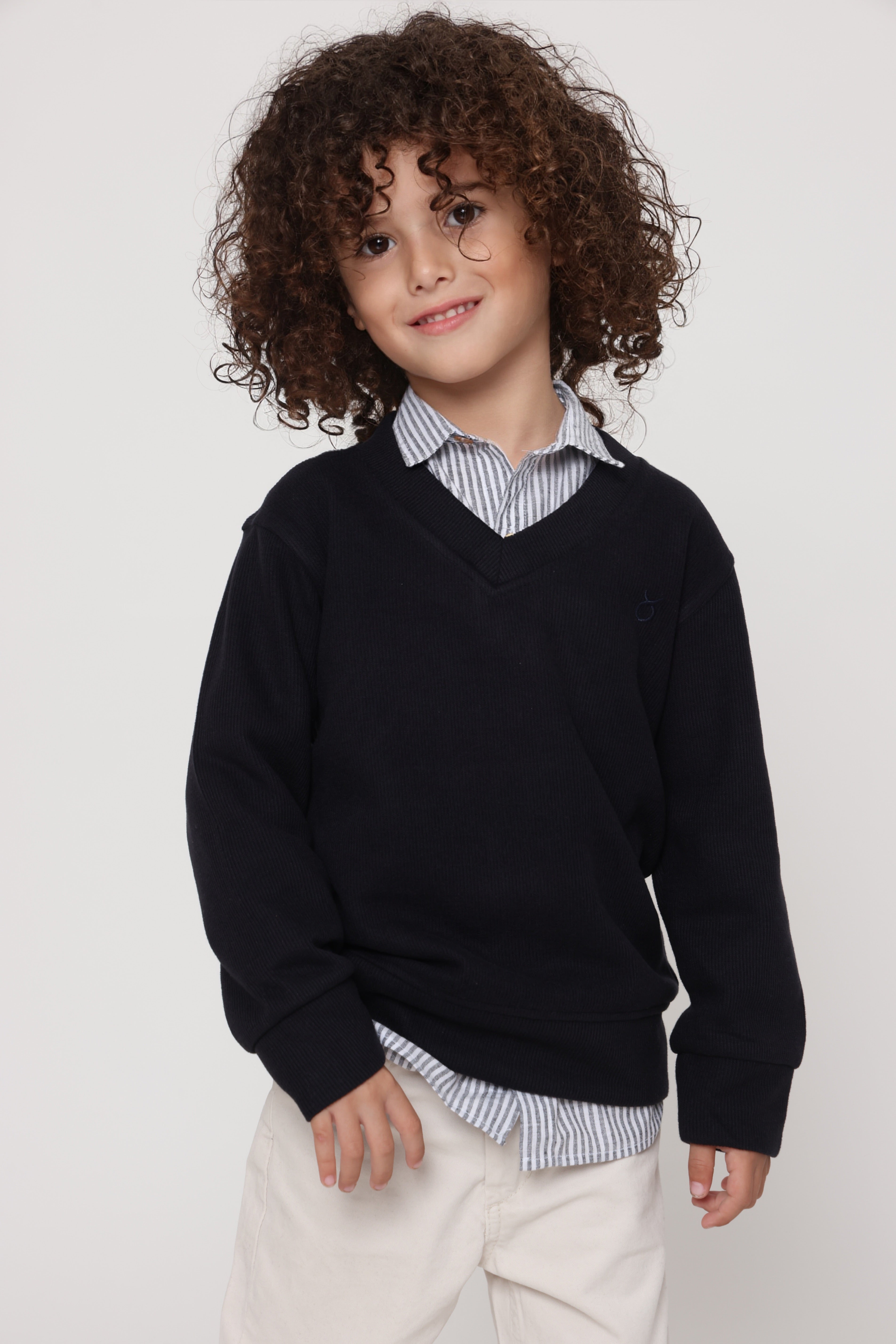 סווטשירט v קלאסי כחול כהה