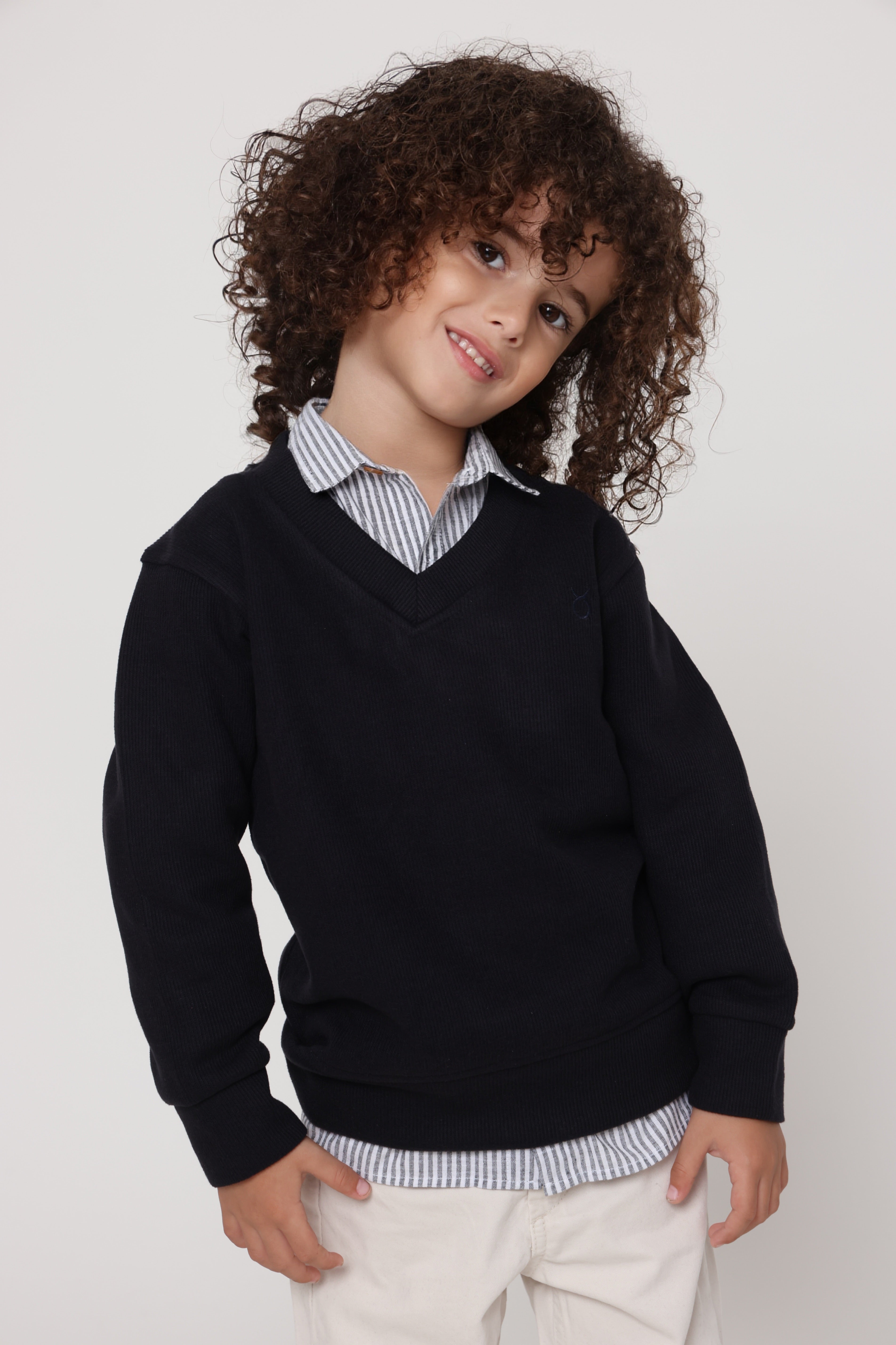 סווטשירט v קלאסי כחול כהה