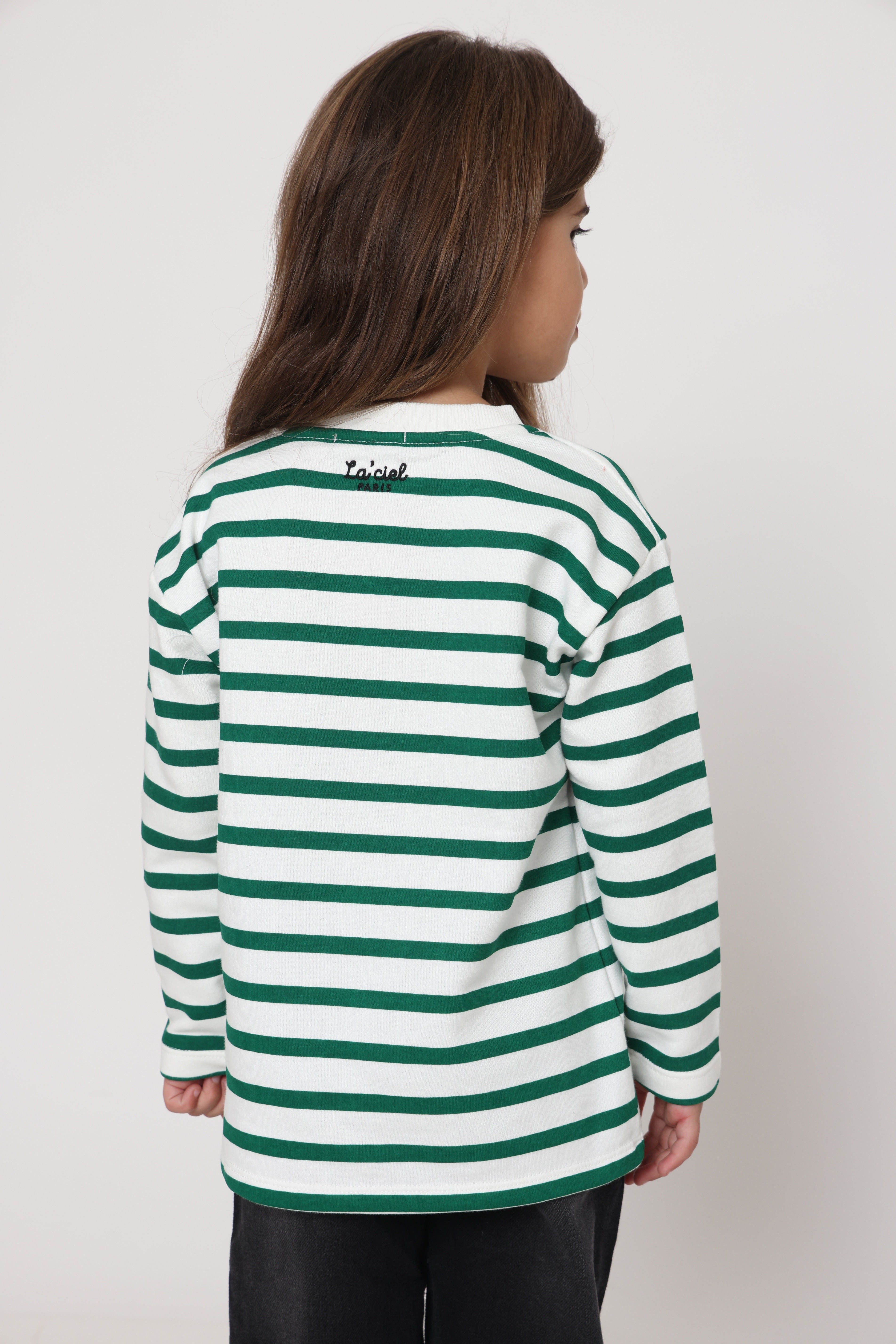 חולצת פסים קלאסית בצבע - ירוק