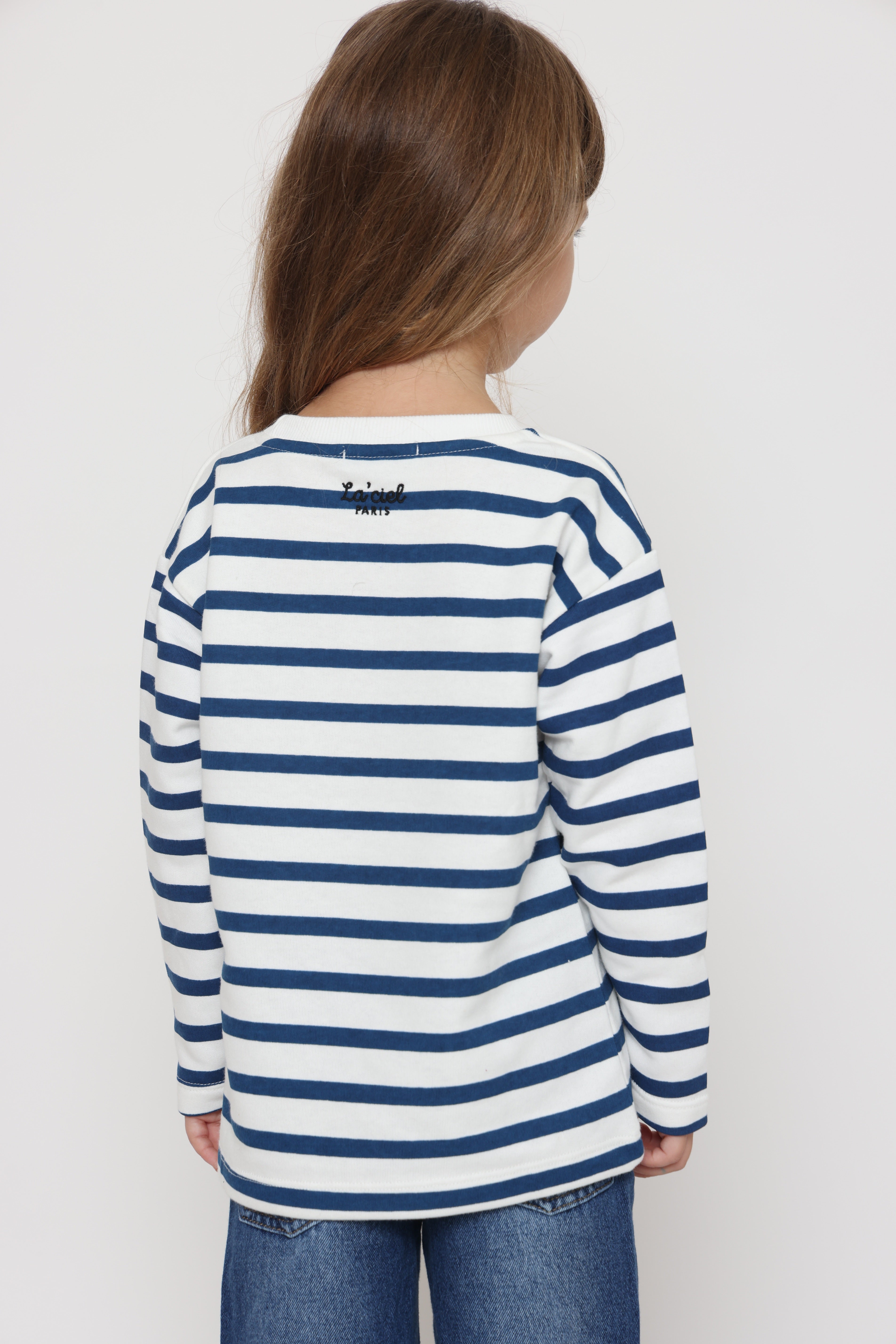 חולצת פסים קלאסית בצבע - כחול