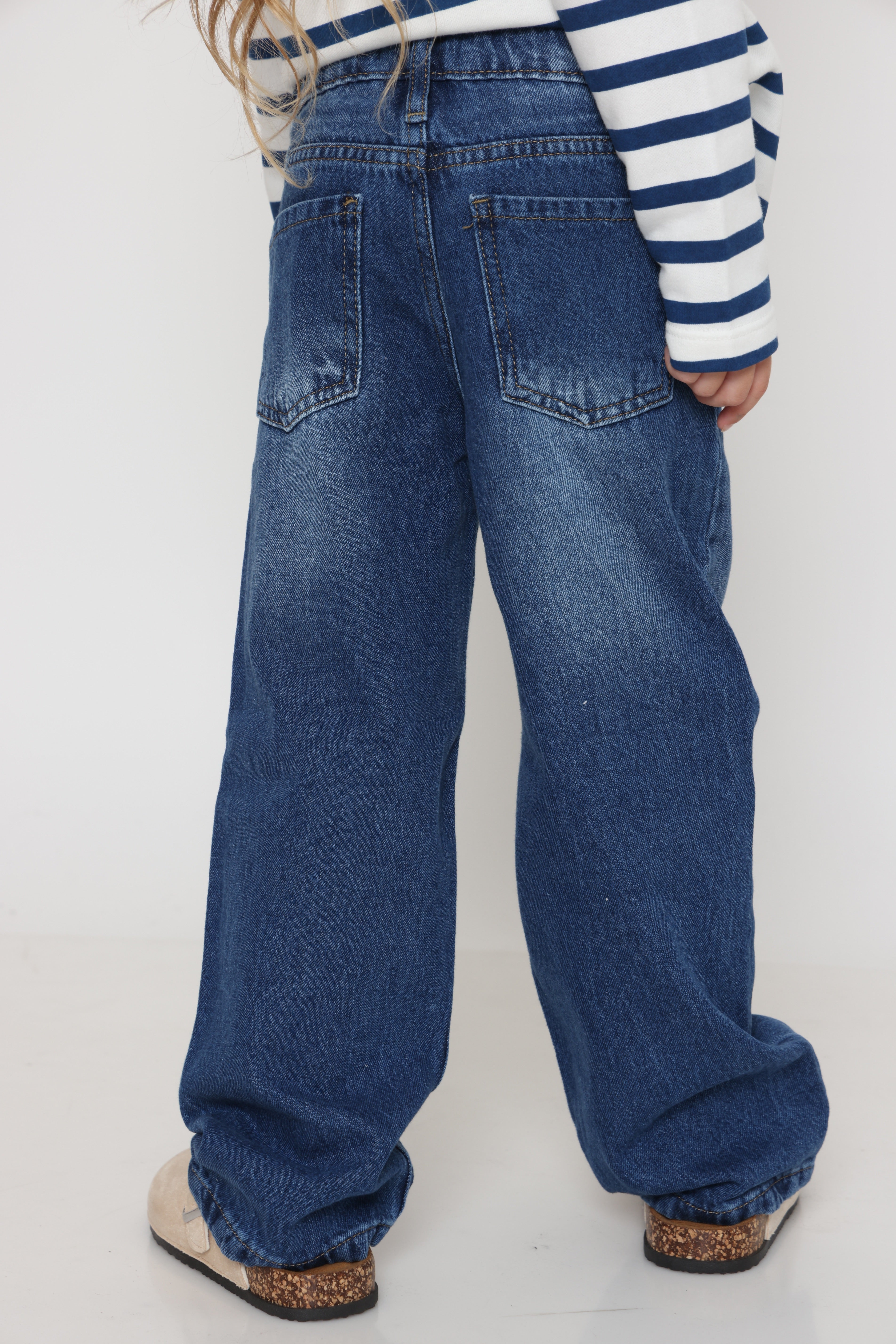 חולצת פסים קלאסית בצבע - כחול