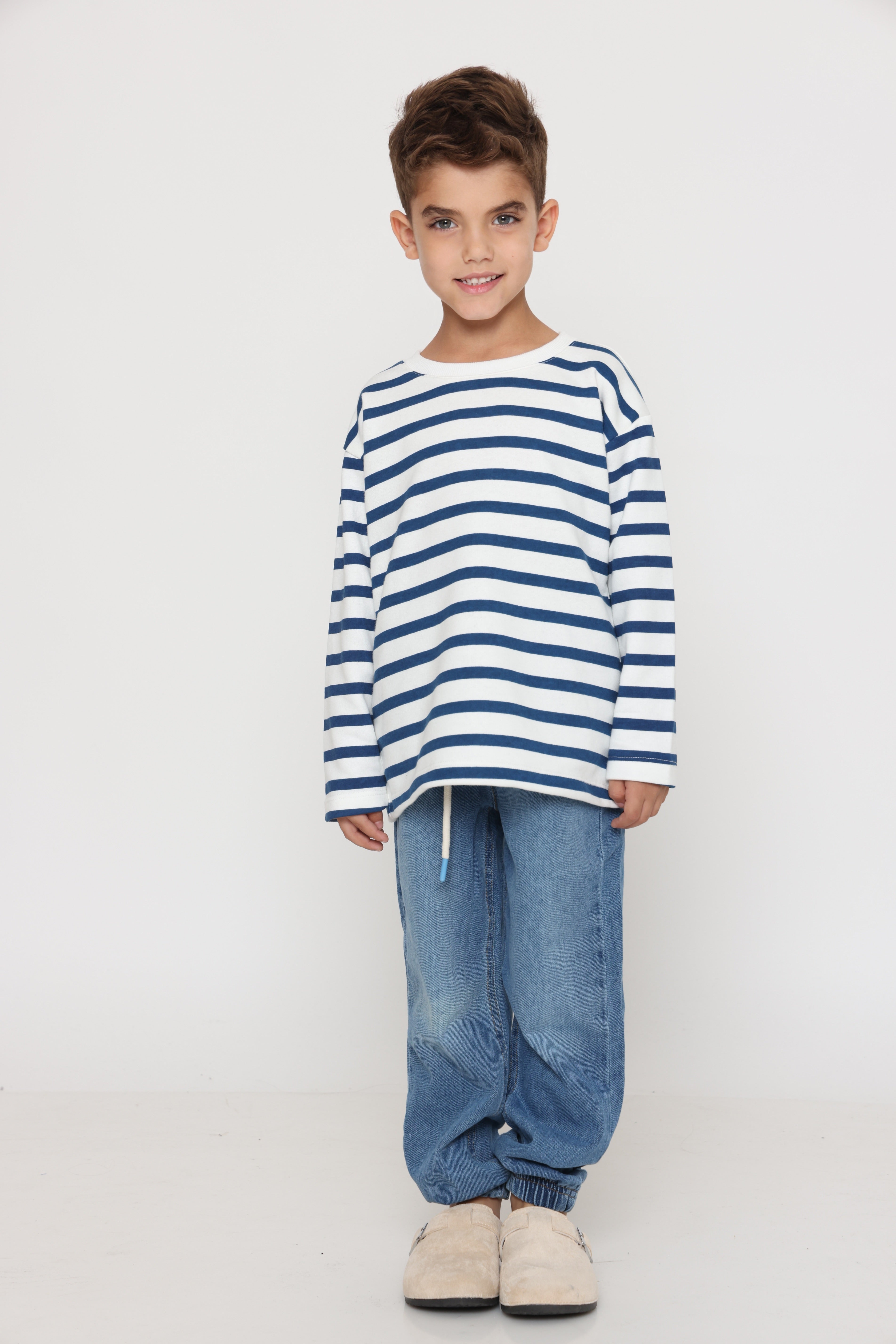 חולצת פסים קלאסית בנים - כחול