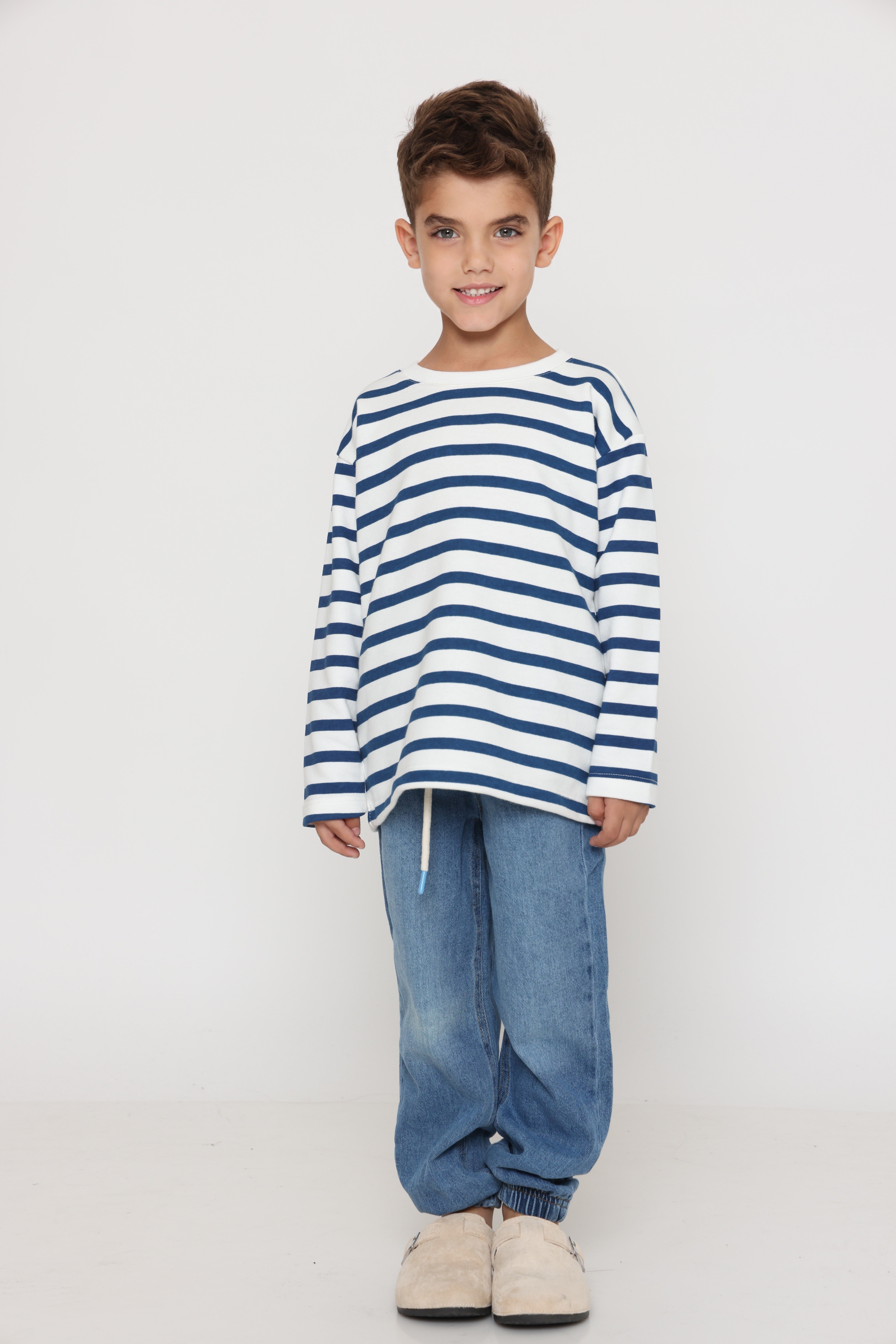חולצת פסים קלאסית בנים - כחול