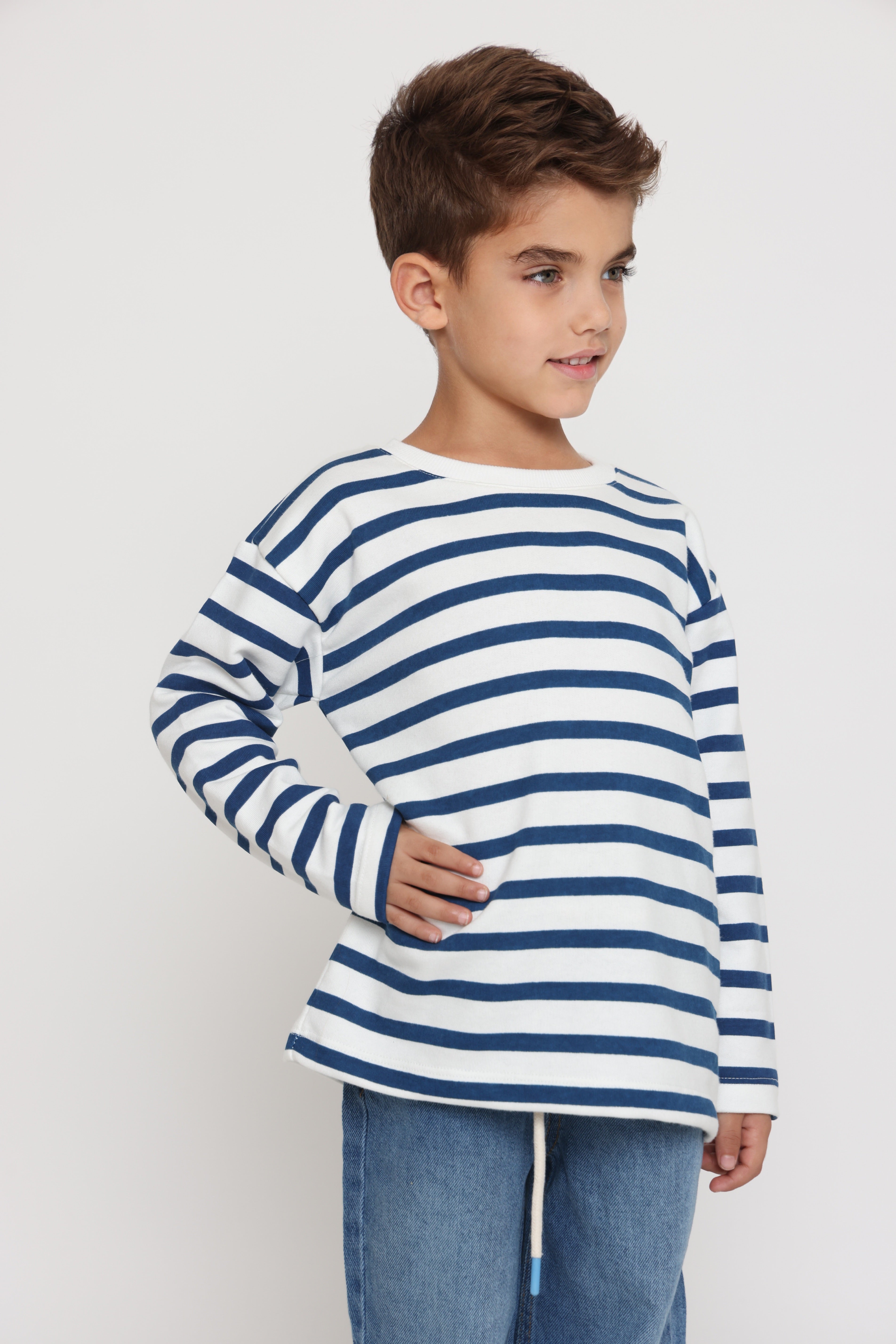 חולצת פסים קלאסית בנים - כחול