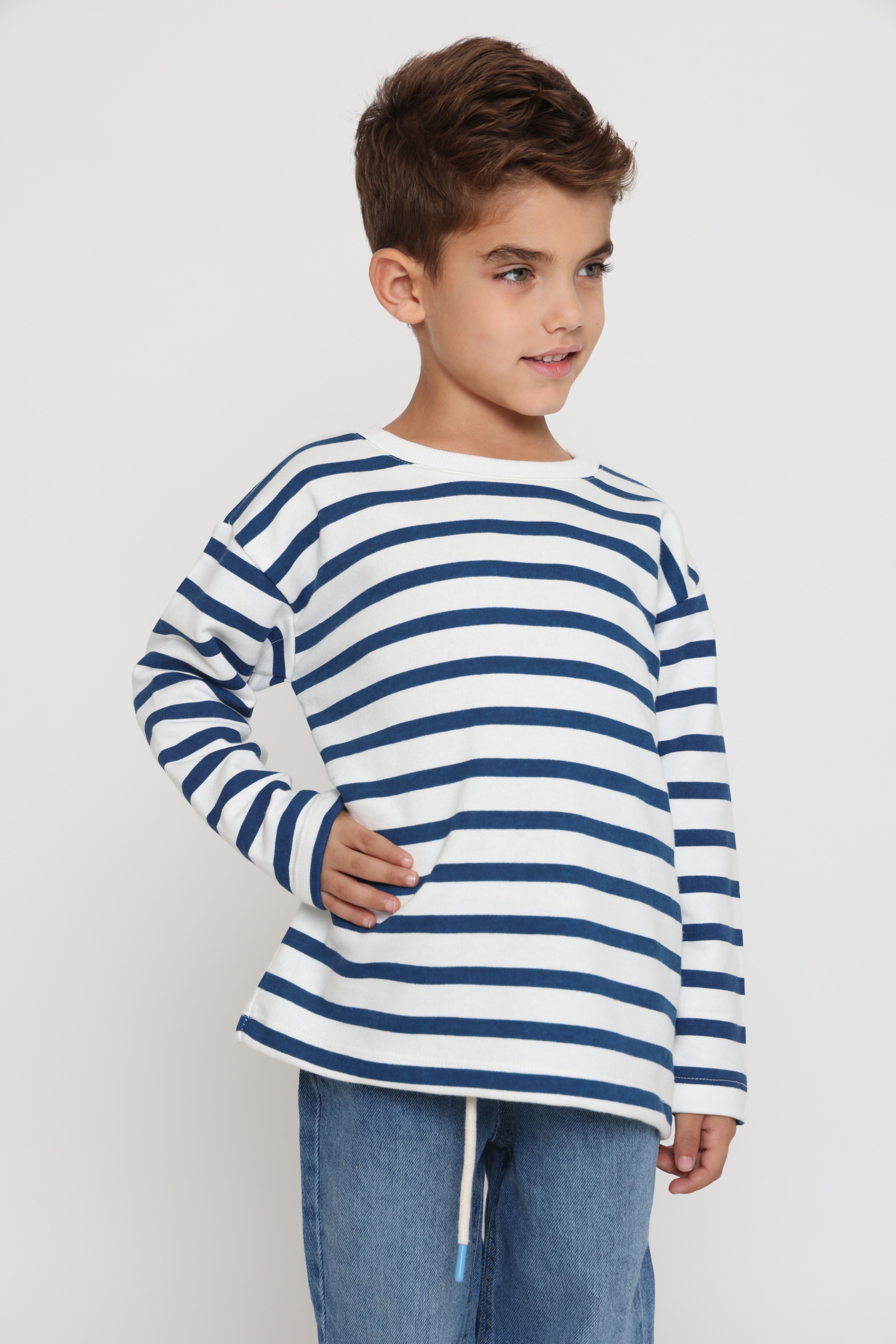 חולצת פסים קלאסית בנים - כחול
