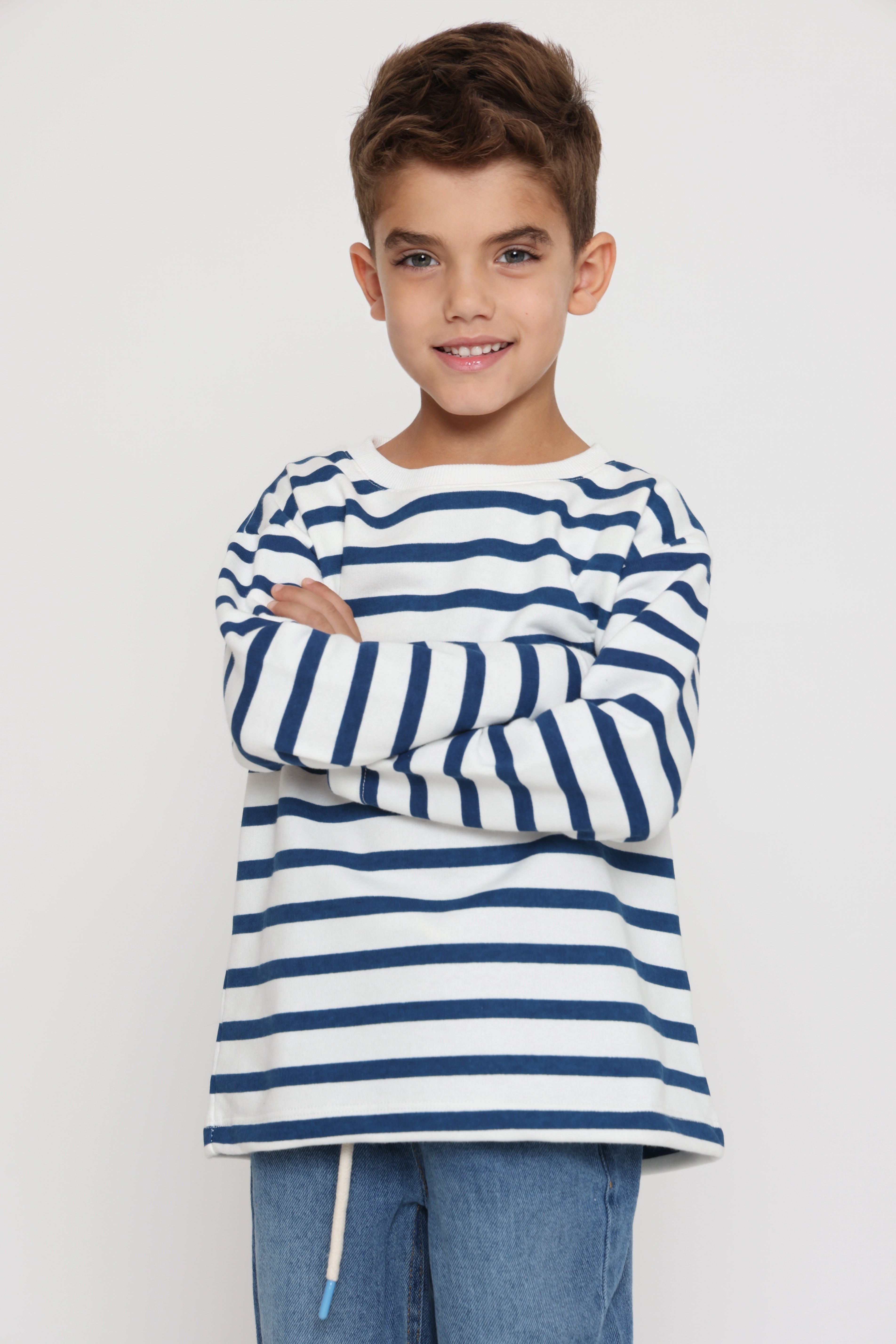 חולצת פסים קלאסית בנים - כחול