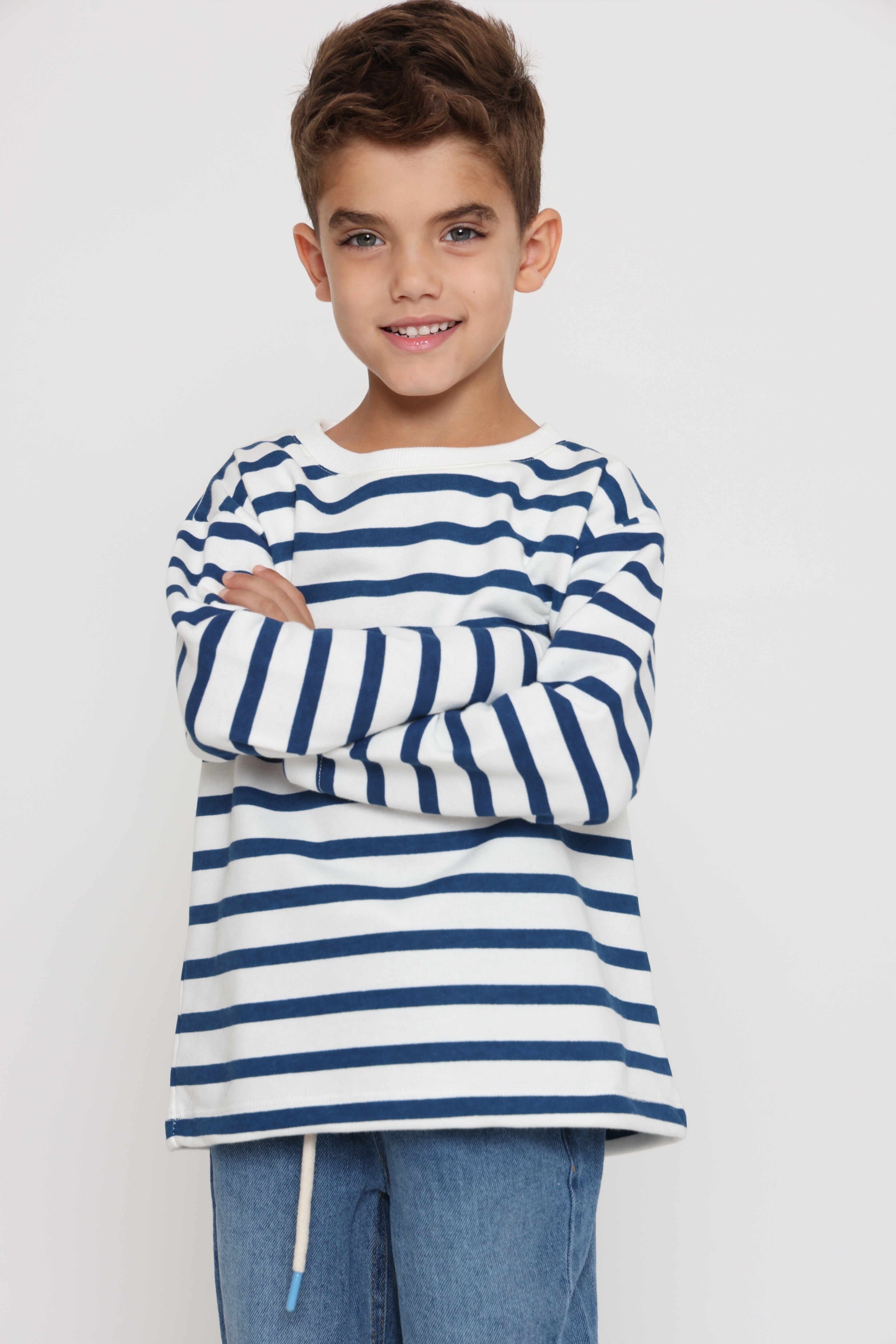 חולצת פסים קלאסית בנים - כחול