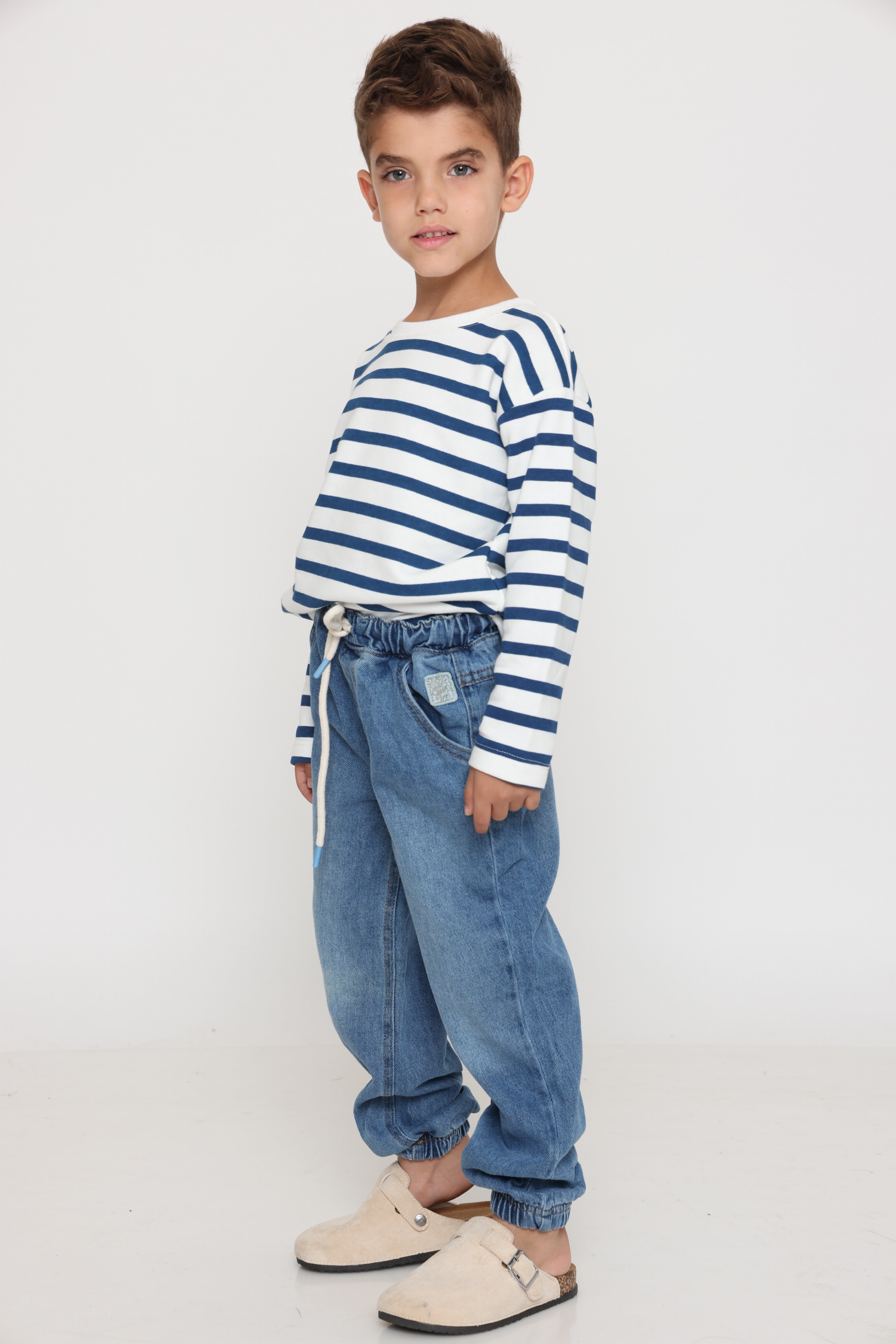 חולצת פסים קלאסית בנים - כחול